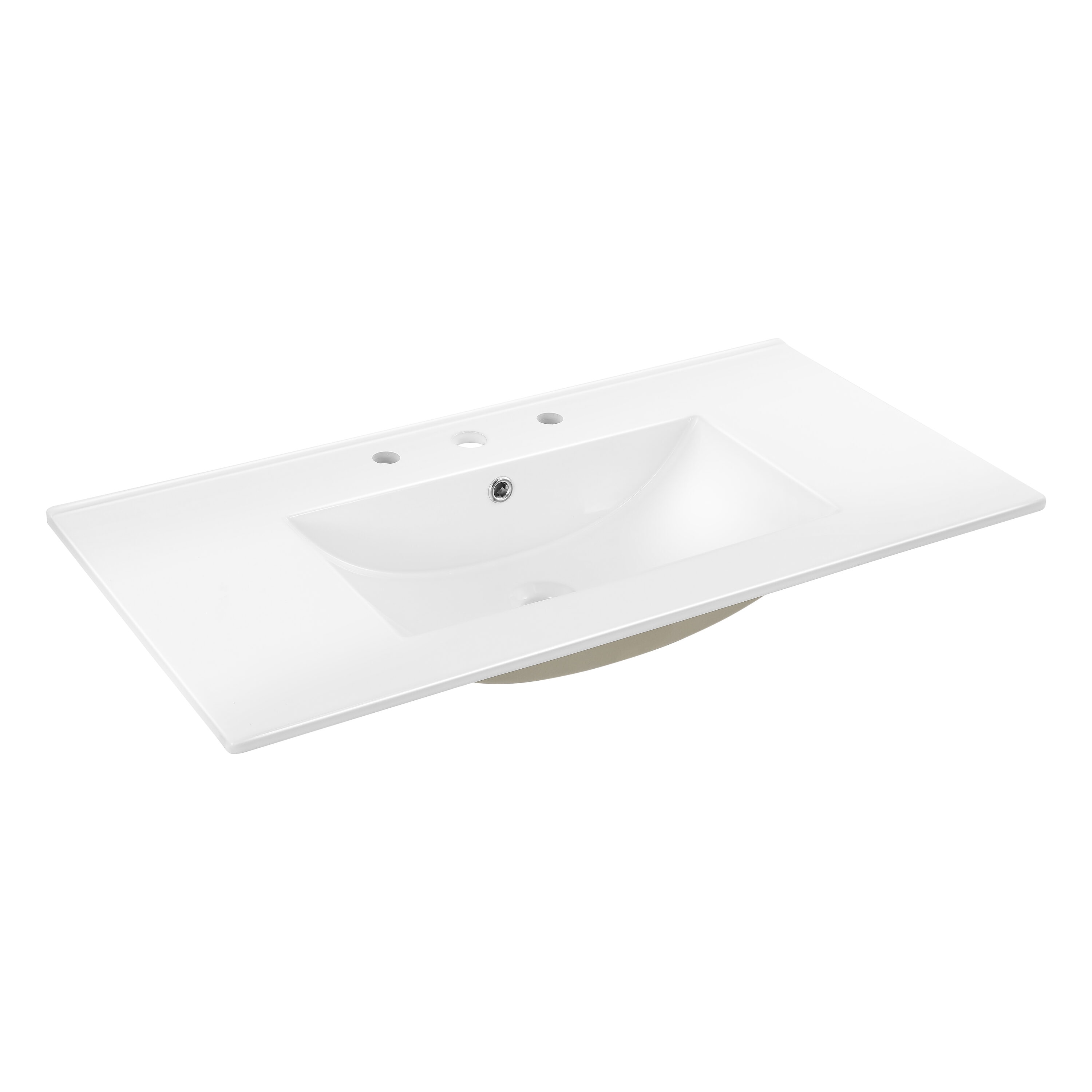 Encimera de tocador adicional para lavabo de Jonathan de 36 pulgadas x 18.25 pulgadas en cerámica blanca para lavabo de sobreponer de un solo agujero en el tocador de baño SNK1003A