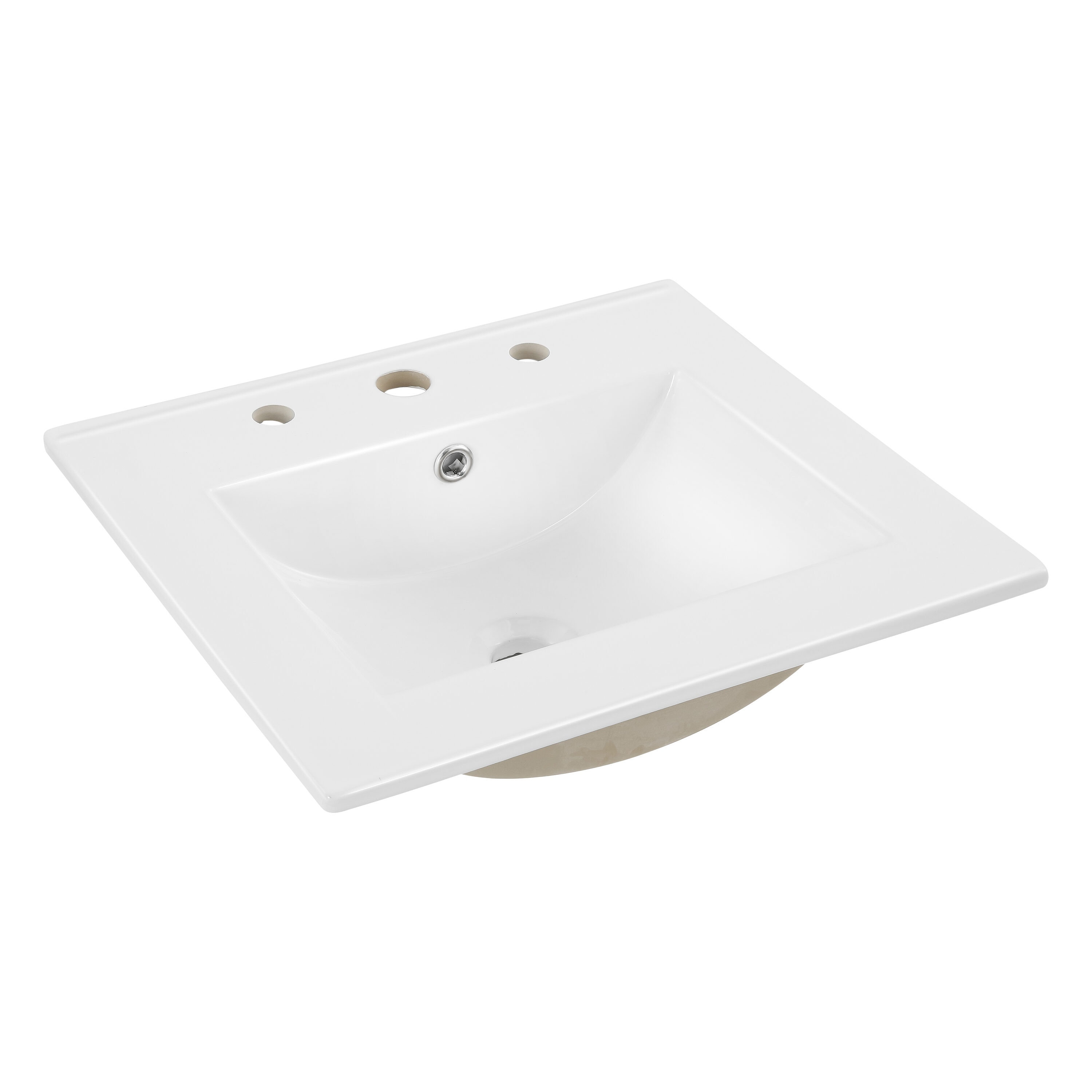 Tapa de tocador de lavabo adicional de Jonathan y Lavabo 20 pulgadas x 18.25 pulgadas Cerámica blanca empotrada con un solo lavabo de 3 agujeros Tapa de tocador de baño SNK1000A