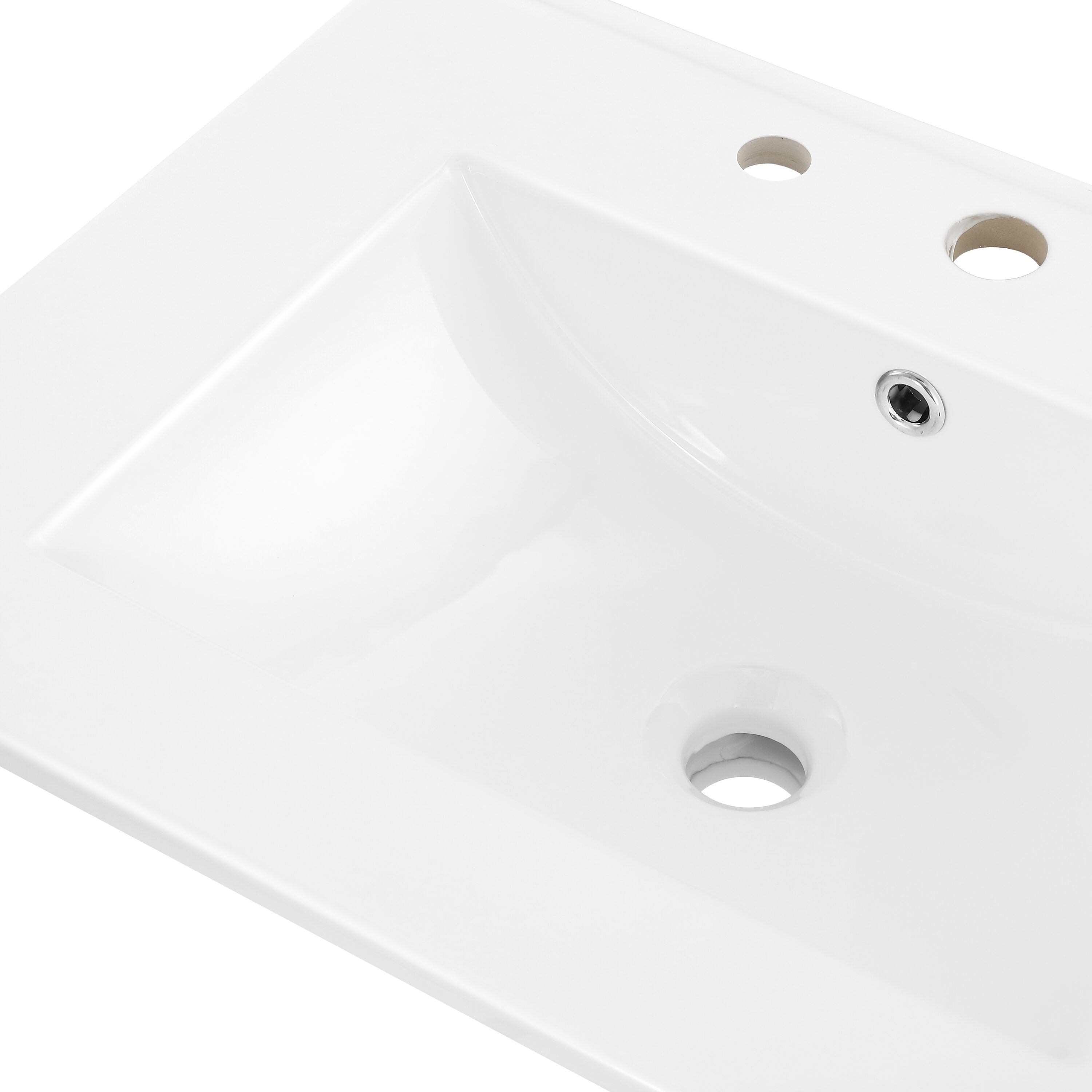Vanity Top para lavabo auxiliar de Jonathan Y de 24 pulgadas x 18.25 pulgadas en cerámica blanca de sobreponer con un solo lavabo y 3 orificios para grifería.