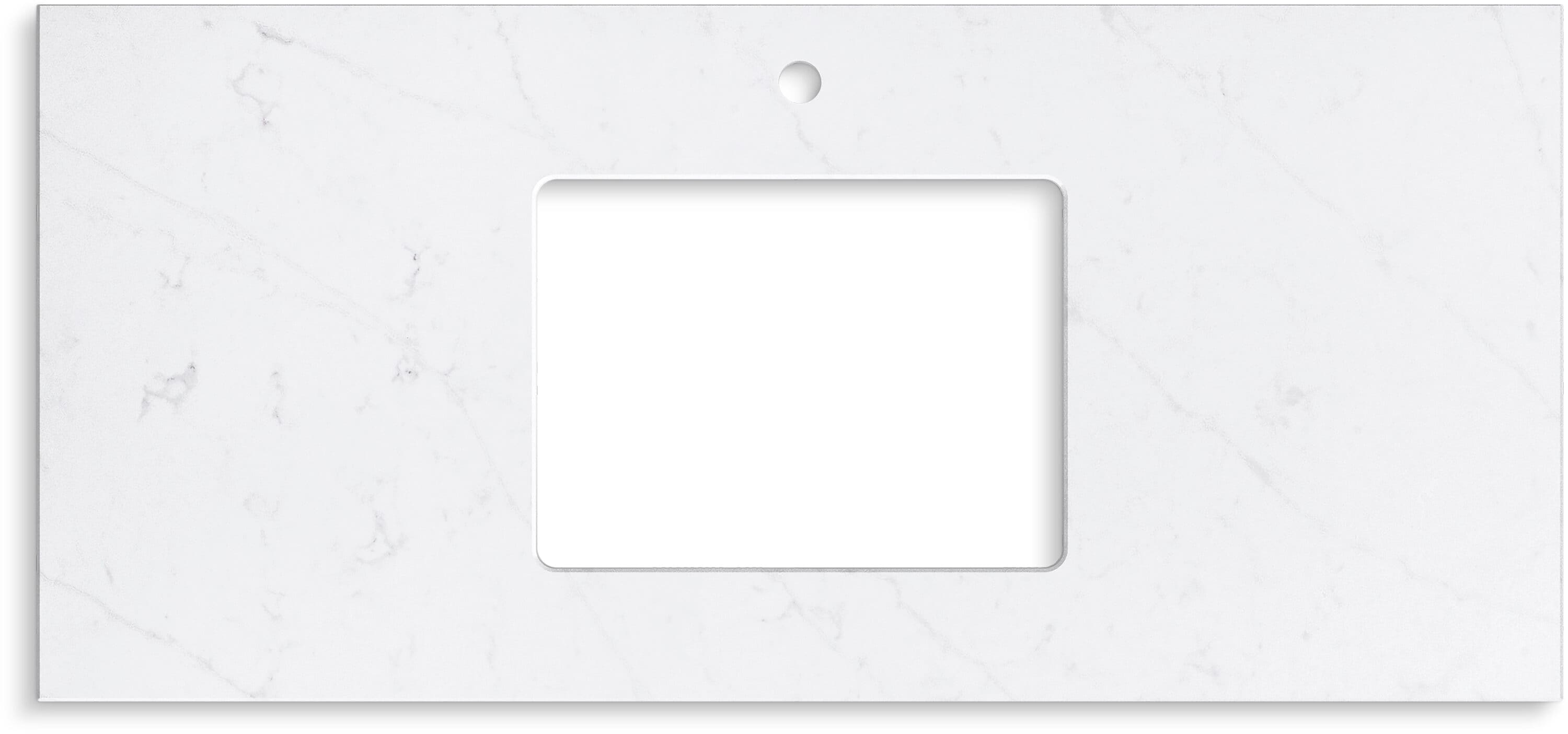 Cubierta de tocador de baño KOHLER Silestone de cuarzo Eternal Statuario de 49 pulgadas x 22.44 pulgadas con un solo lavabo bajo cubierta y un orificio 28253-EST.