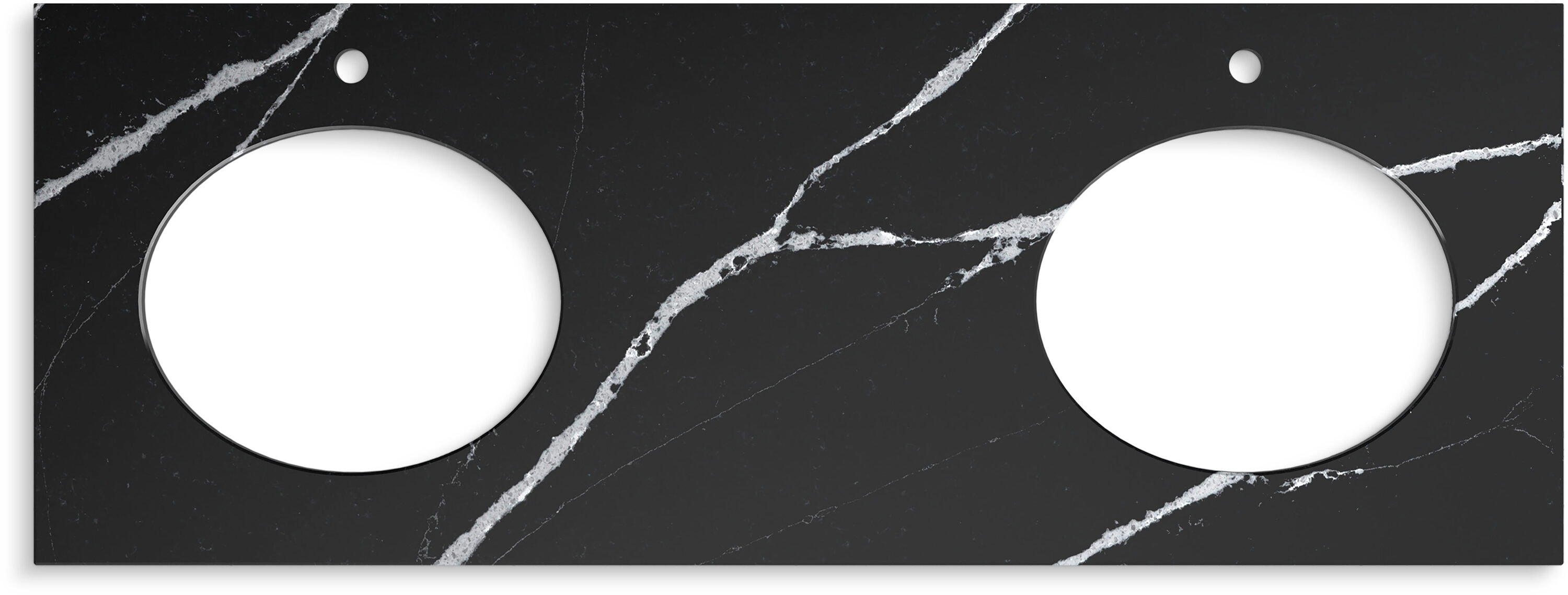 Encimera de baño de cuarzo Eternal Marquina de KOHLER Silestone de 61 pulgadas x 22.44 pulgadas con fregadero doble bajo encimera y 2 orificios 28256-EMQ.