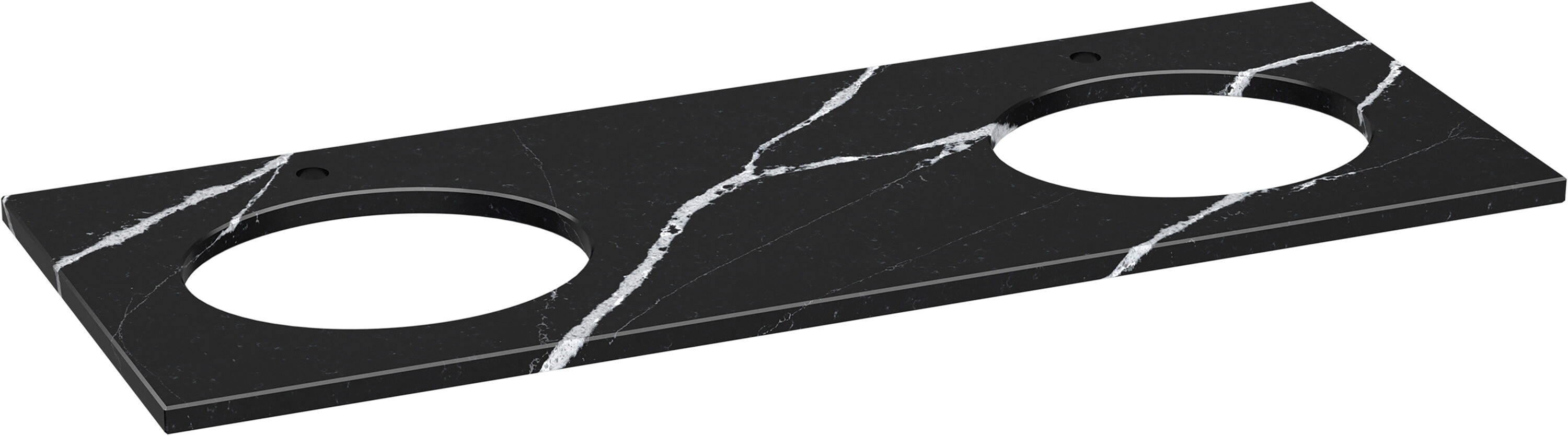 Encimera de baño de cuarzo Eternal Marquina de KOHLER Silestone de 61 pulgadas x 22.44 pulgadas con fregadero doble bajo encimera y 2 orificios 28256-EMQ.