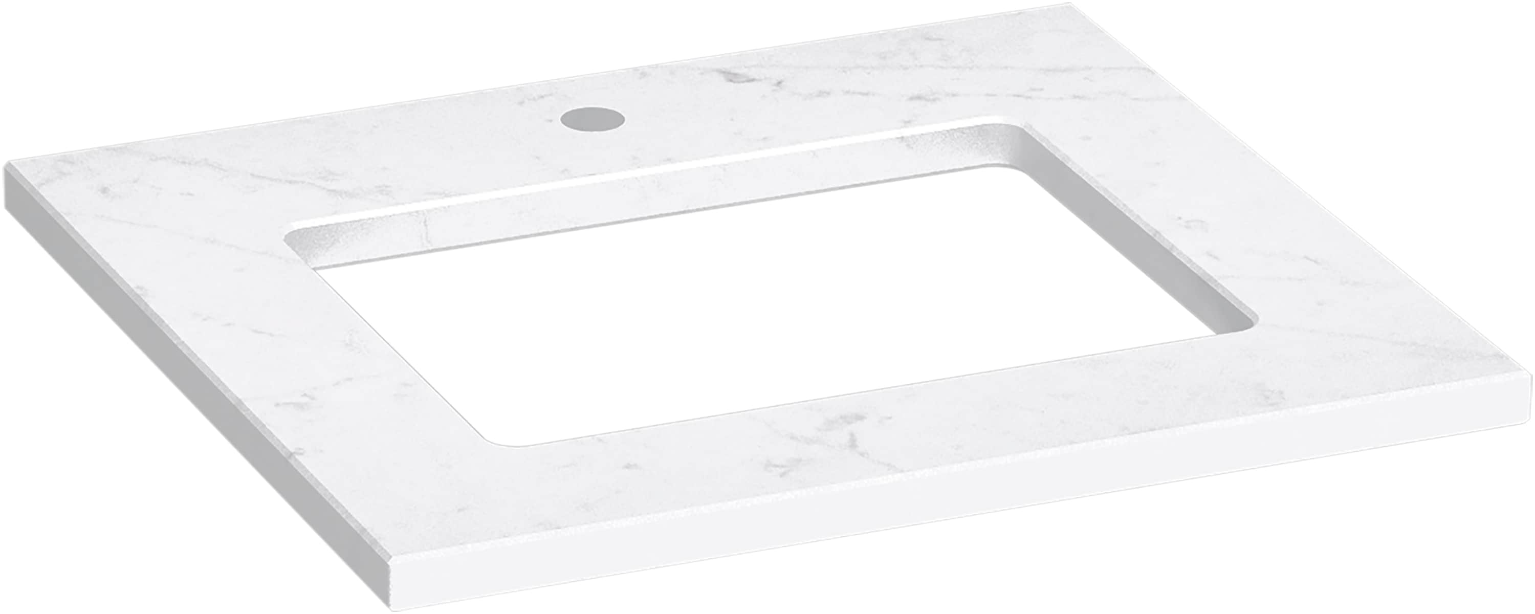 Tapa de tocador de baño de cuarzo KOHLER Silestone Eternal Statuario de 25 pulgadas x 22.44 pulgadas con lavabo individual bajo cubierta y un orificio - 28246-EST