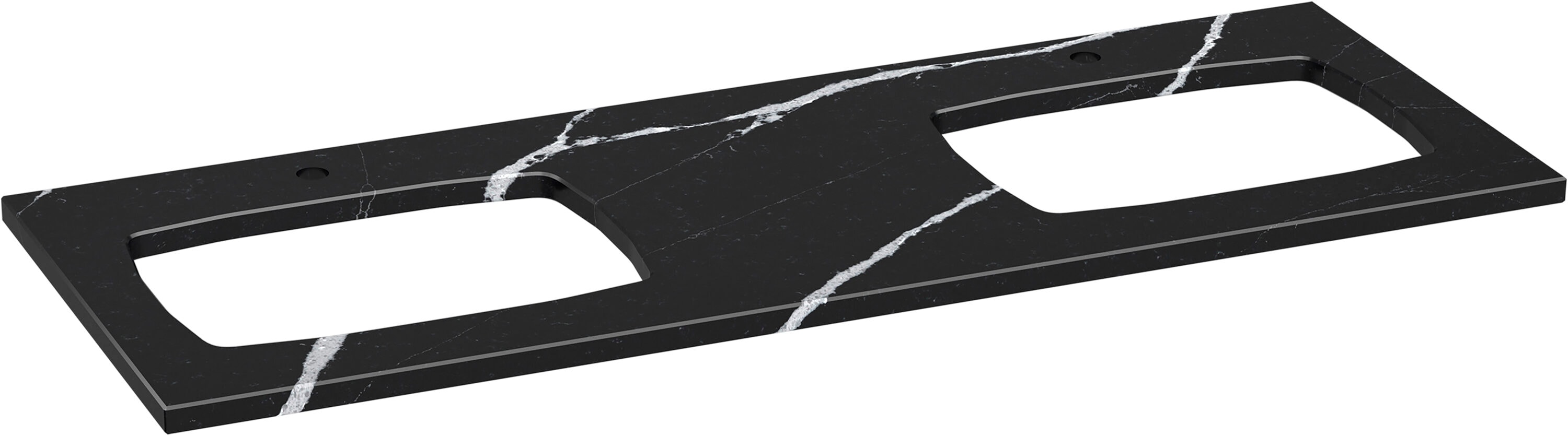 Tapa de tocador doble de cuarzo Eternal Marquina KOHLER Silestone de 61 pulgadas x 22.44 pulgadas con 2 orificios de montaje - EMQ 28257