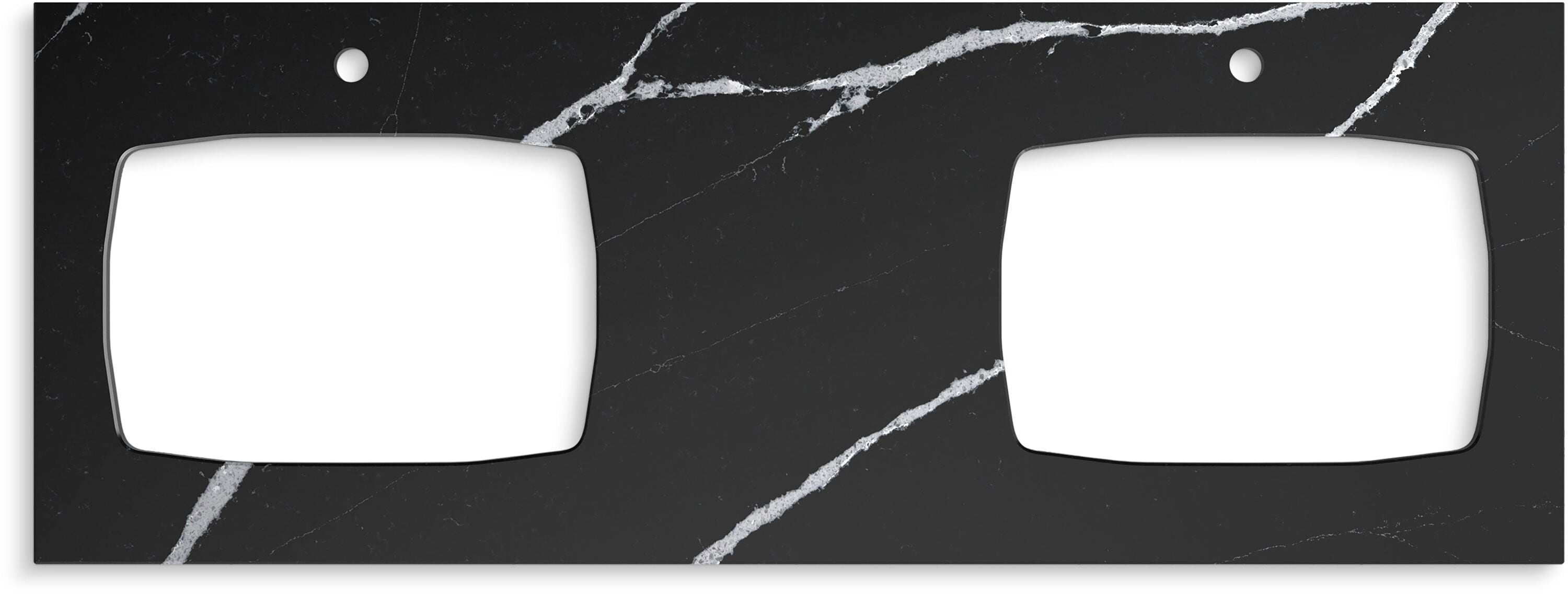 Tapa de tocador doble de cuarzo Eternal Marquina KOHLER Silestone de 61 pulgadas x 22.44 pulgadas con 2 orificios de montaje - EMQ 28257