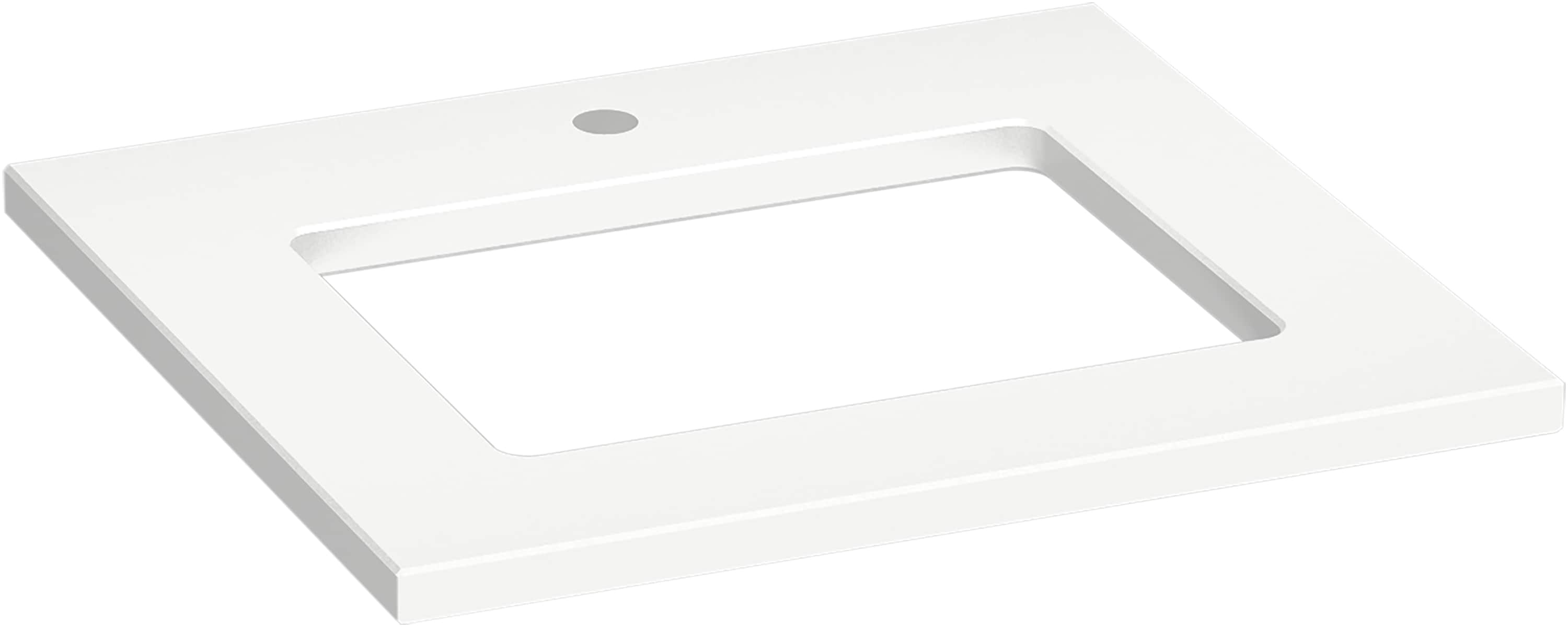 Cubierta de tocador para baño de un solo lavabo KOHLER Silestone de cuarzo blanco Miami de 25 pulgadas x 22.44 pulgadas con montaje inferior y un orificio - MMW 28246