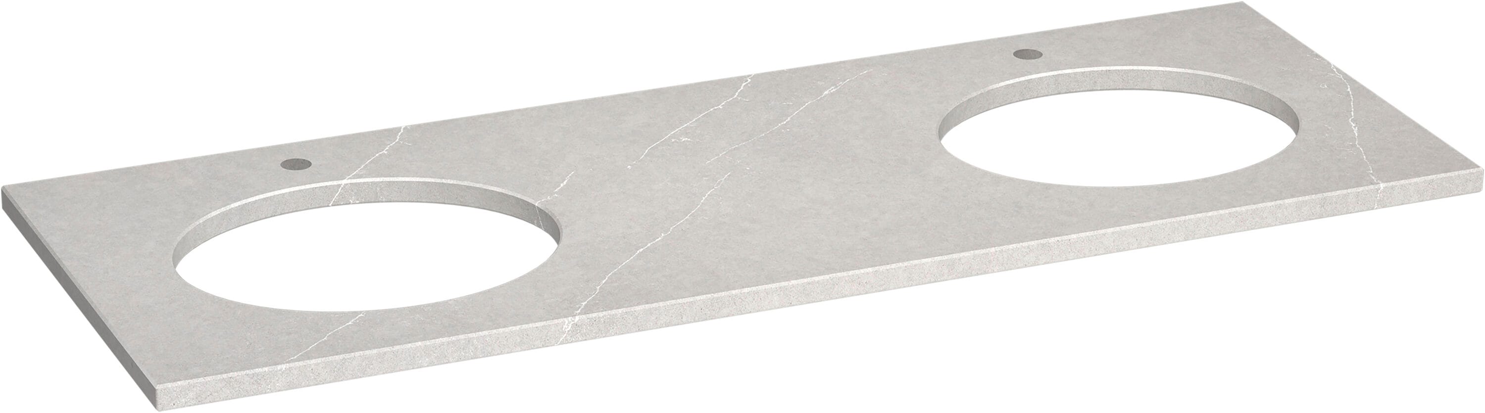 Tocador de baño con doble lavamanos bajo cubierta de cuarzo Eternal Serena de 61 pulgadas x 22.44 pulgadas y 2 orificios de KOHLER Silestone