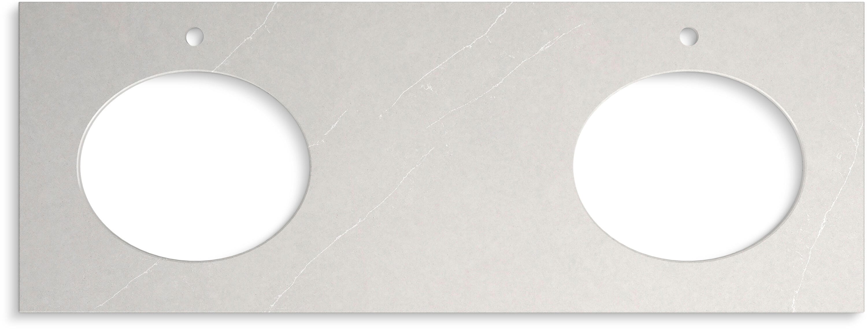Tocador de baño con doble lavamanos bajo cubierta de cuarzo Eternal Serena de 61 pulgadas x 22.44 pulgadas y 2 orificios de KOHLER Silestone