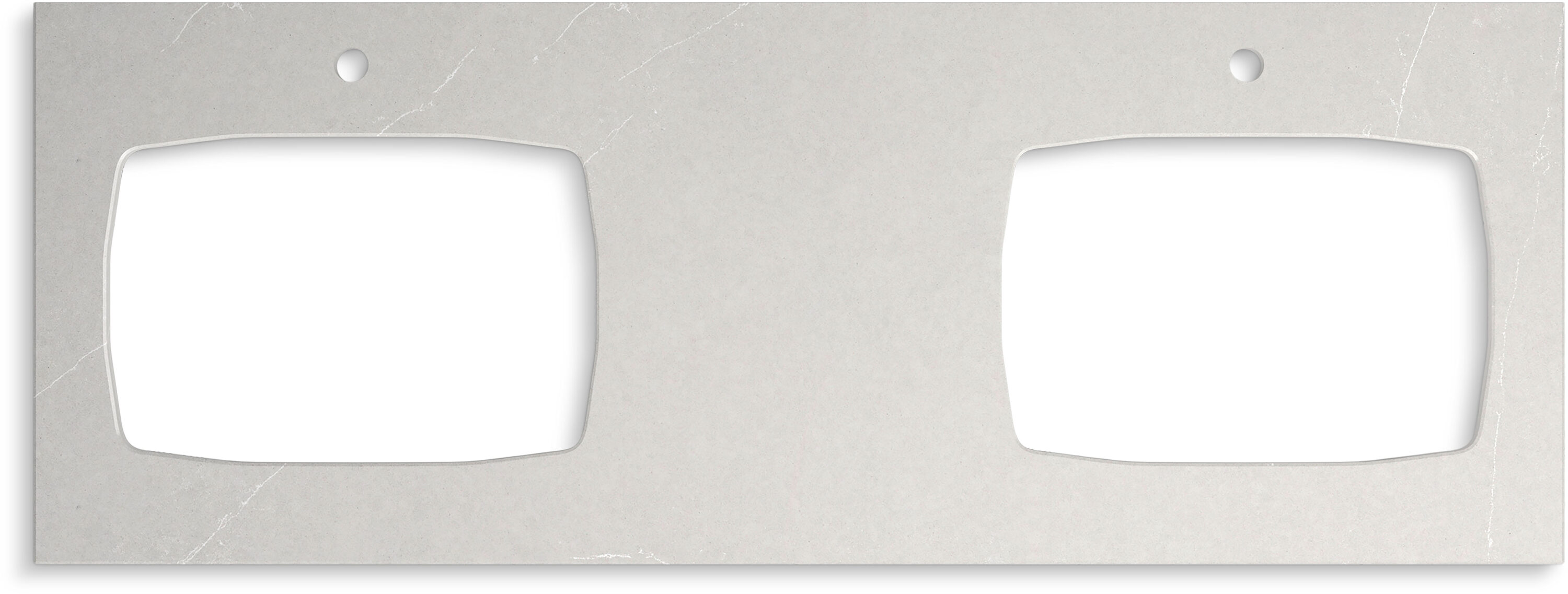 Top de tocador para baño de cuarzo Eternal Serena de KOHLER Silestone de doble fregadero de sobreponer de 61 pulgadas x 22.44 pulgadas con 2 orificios 28257-ESR