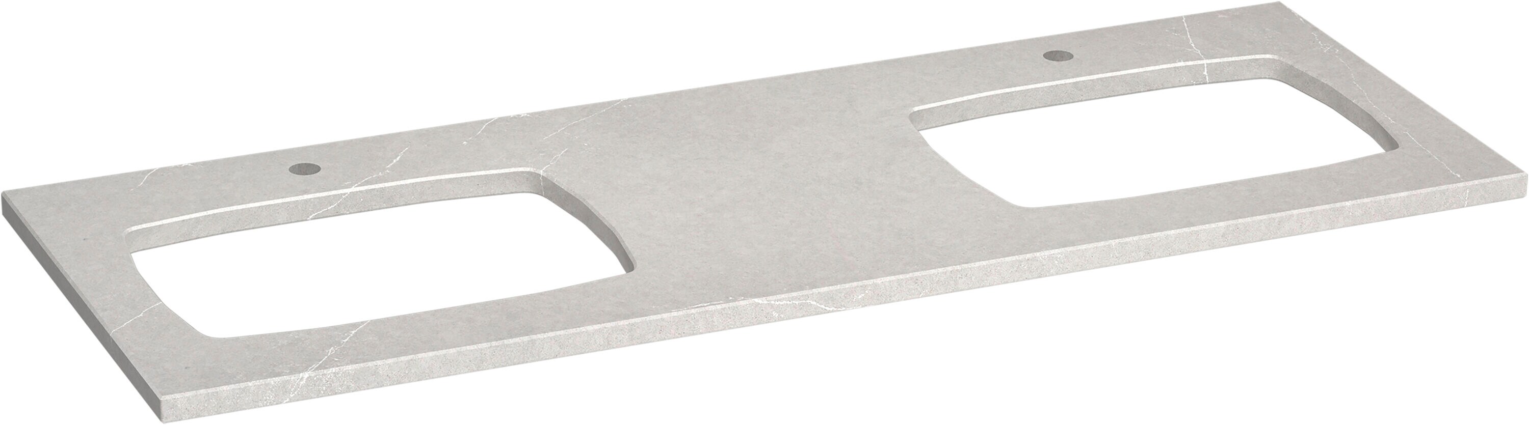 Top de tocador para baño de cuarzo Eternal Serena de KOHLER Silestone de doble fregadero de sobreponer de 61 pulgadas x 22.44 pulgadas con 2 orificios 28257-ESR