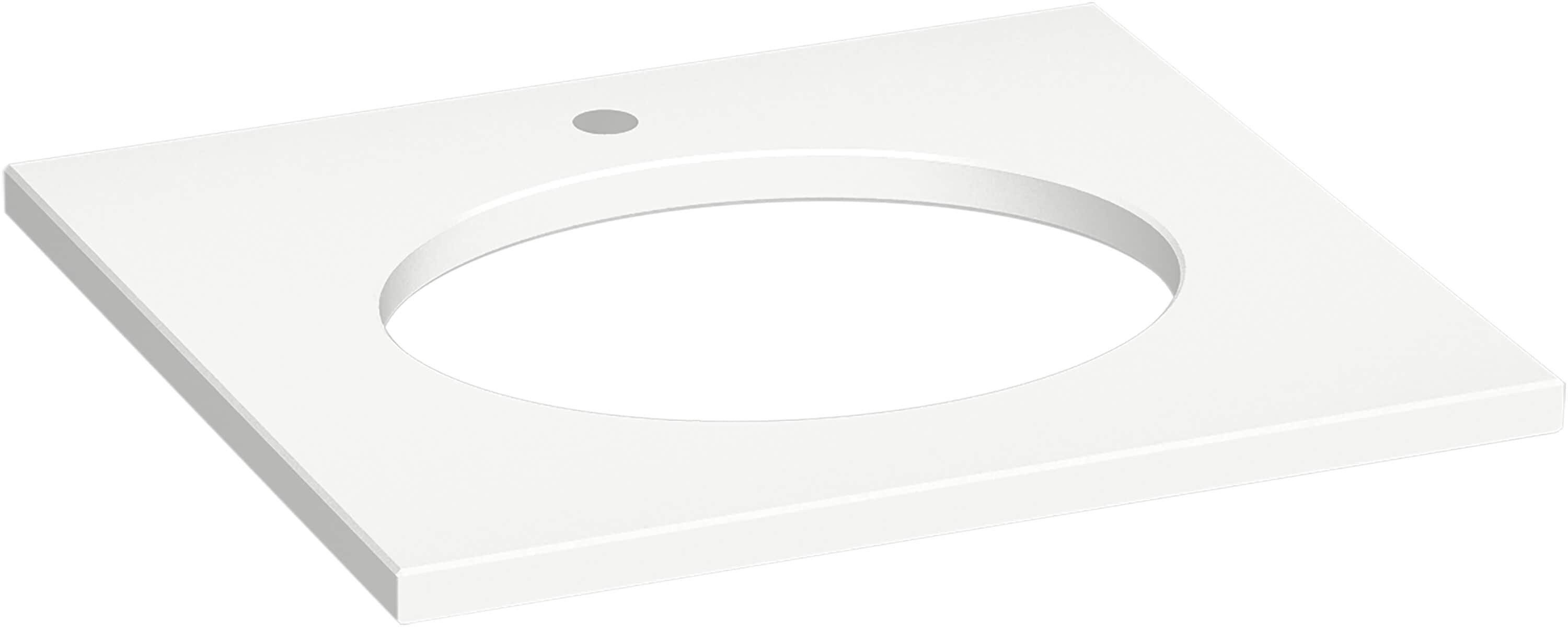 Encimera de baño con fregadero individual bajo encimera de cuarzo blanco Miami de 25 pulgadas x 22.44 pulgadas de KOHLER Silestone 1 agujero - 28247-MMW