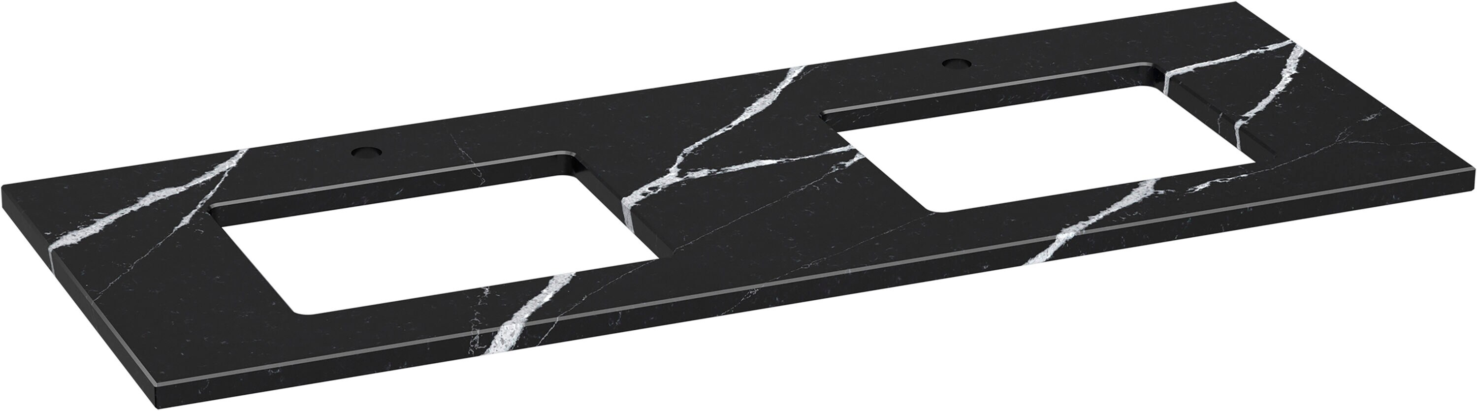 Encimera de baño Kohler Silestone de cuarzo Eternal Marquina de 61 pulgadas x 22.44 pulgadas con doble lavabo bajo cubierta y 2 orificios para grifería.