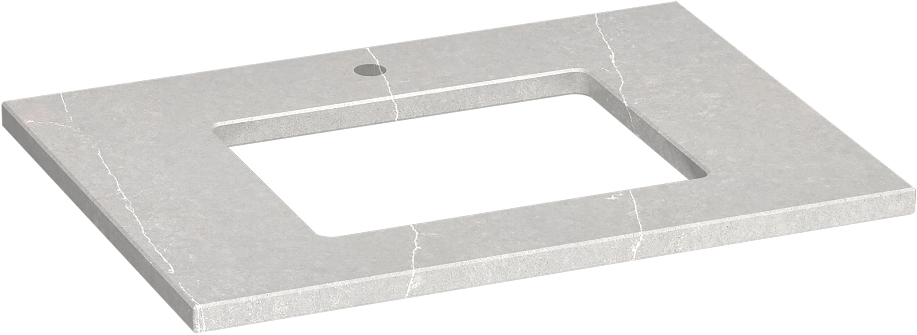 Cubierta de tocador de baño KOHLER Silestone Eternal Serena de cuarzo para montaje inferior con un solo lavabo de 31 pulgadas x 22.44 pulgadas y 1 orificio - Modelo 28248-ESR