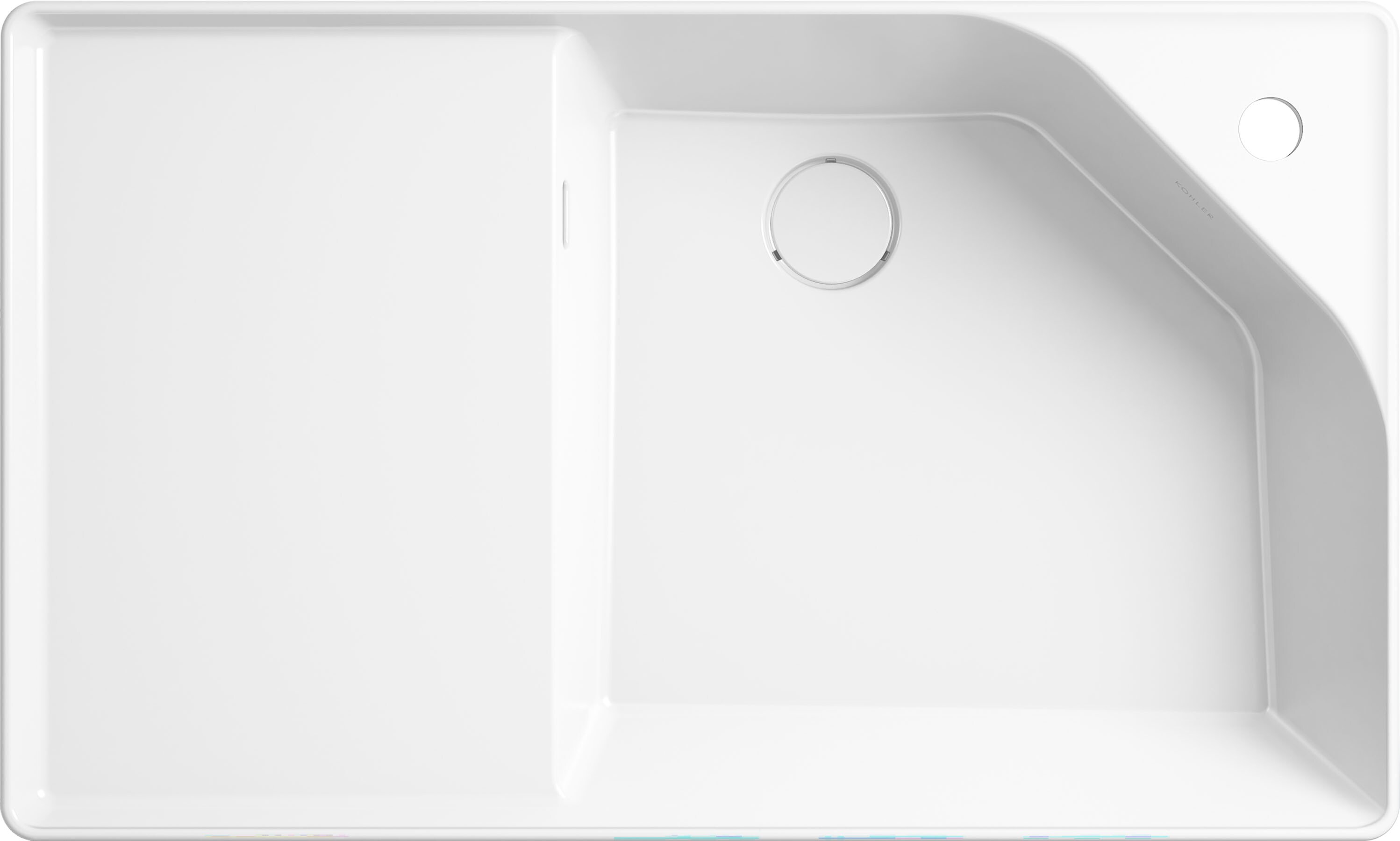 Encimera de baño blanca de arcilla refractaria integral con lavabo sencillo y un solo orificio de KOHLER Spacity de 30 pulgadas x 18 pulgadas