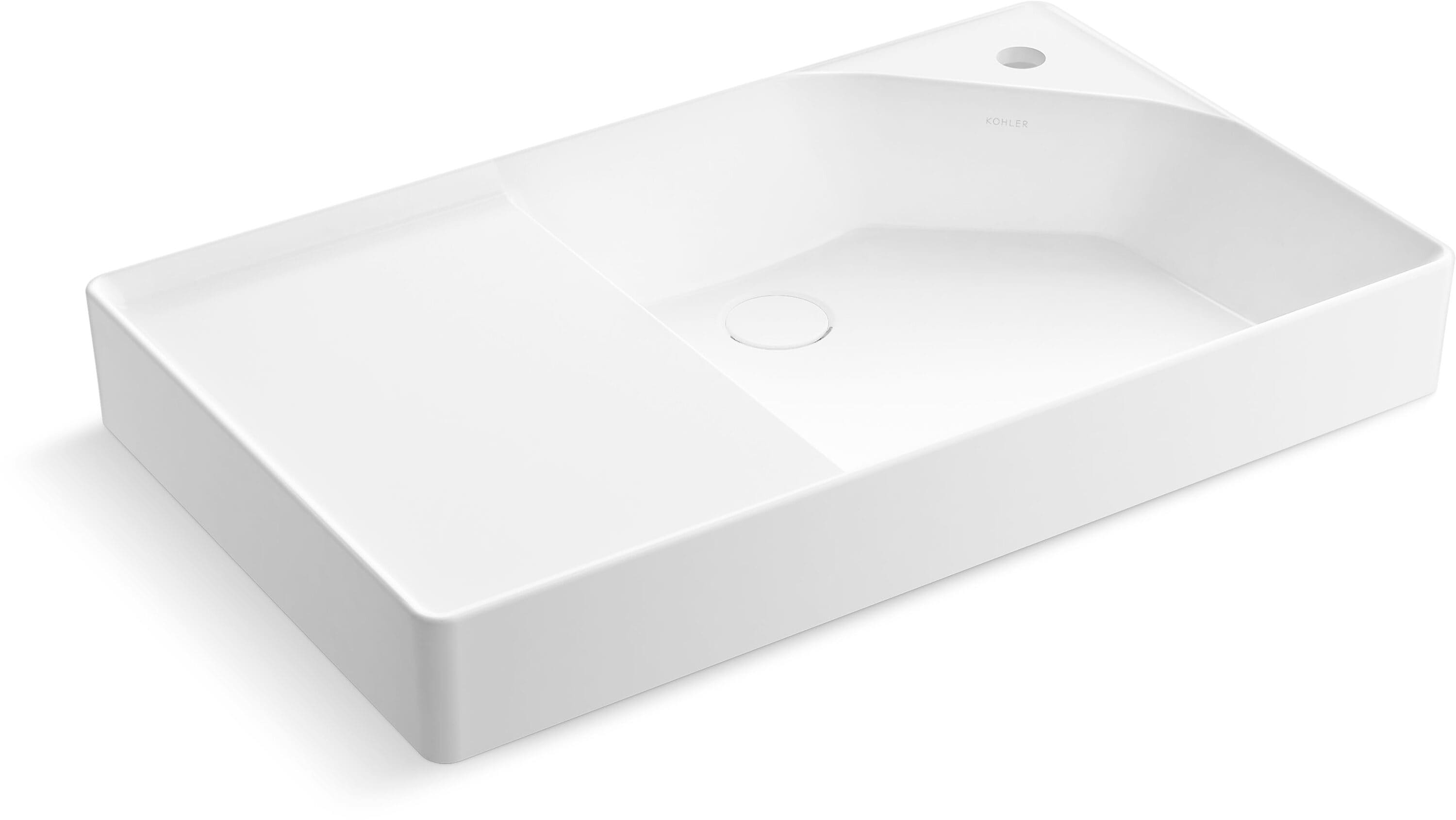 Encimera de baño blanca de arcilla refractaria integral con lavabo sencillo y un solo orificio de KOHLER Spacity de 30 pulgadas x 18 pulgadas