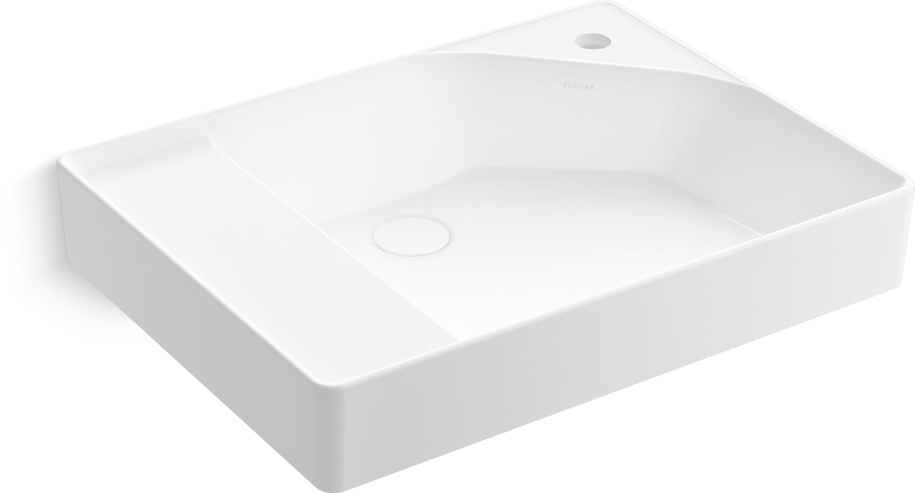 TOPE DE VANIDAD DE BAÑO DE BARRO DE FUEGO BLANCO INTEGRAL DE 24 PULGADAS X 18 PULGADAS CON LAVABO SENCILLO Y UN ORIFICIO KOHLER Spacity 31554-0