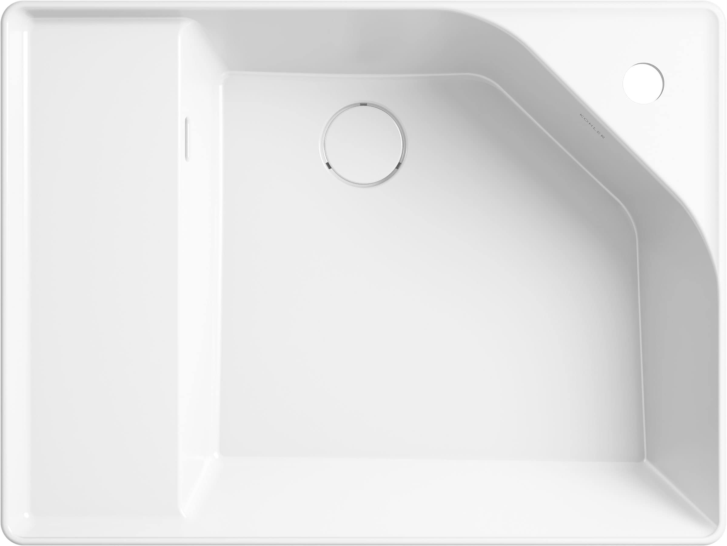 TOPE DE VANIDAD DE BAÑO DE BARRO DE FUEGO BLANCO INTEGRAL DE 24 PULGADAS X 18 PULGADAS CON LAVABO SENCILLO Y UN ORIFICIO KOHLER Spacity 31554-0