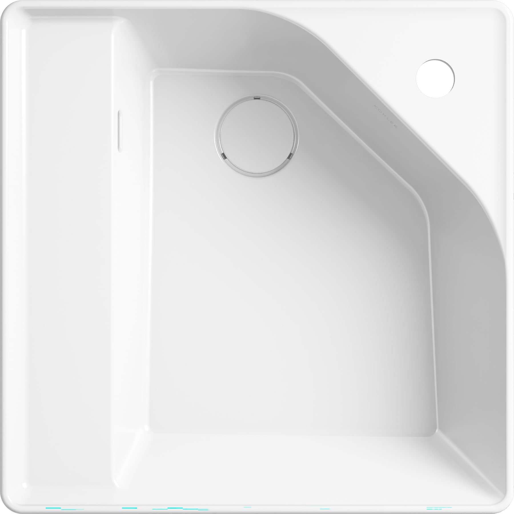 Cubierta de tocador para baño de una sola pieza en blanco de 18 pulgadas x 18 pulgadas de porcelana vitrificada con lavabo integral y un solo orificio KOHLER Spacity 31551-0