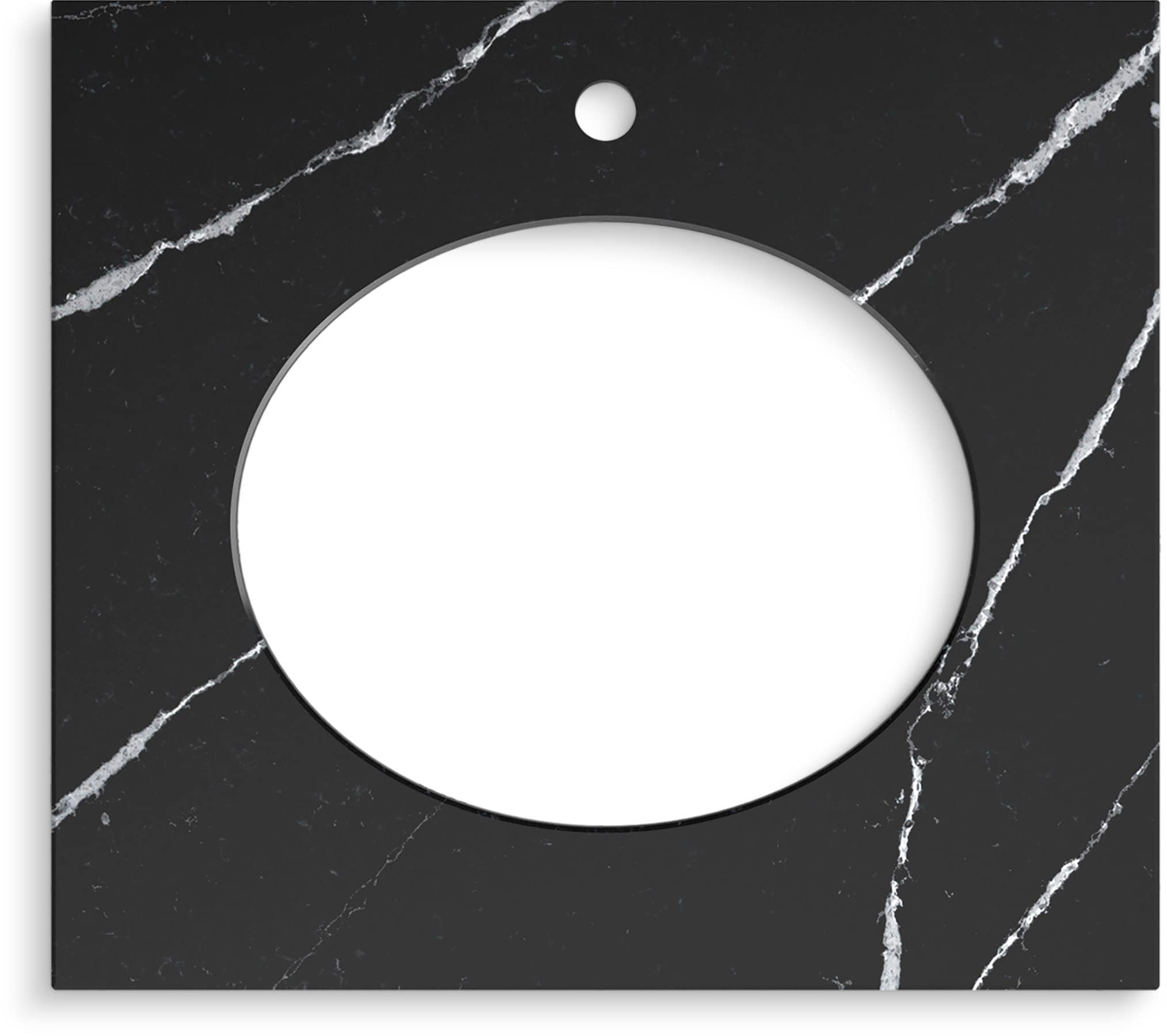 Tapa de tocador para baño con lavabo individual y un orificio KOHLER Silestone Marquina Eterna de Cuarzo de 25 pulgadas x 22.44 pulgadas