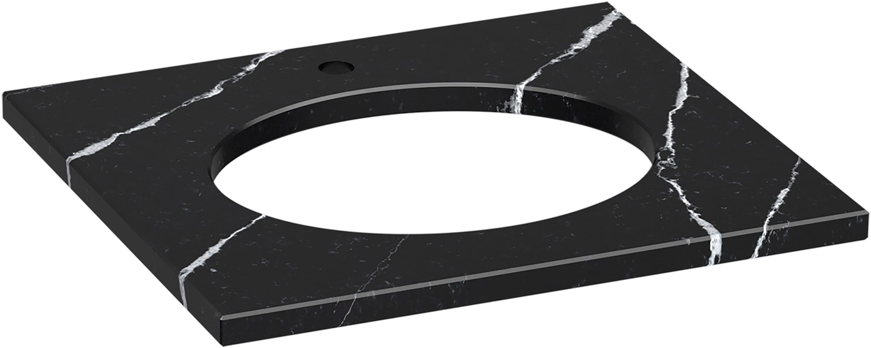 Tapa de tocador para baño con lavabo individual y un orificio KOHLER Silestone Marquina Eterna de Cuarzo de 25 pulgadas x 22.44 pulgadas