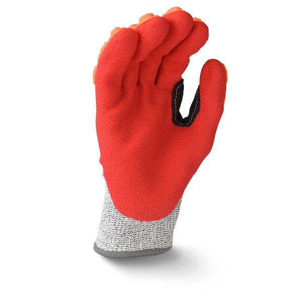 Guantes revestidos con impacto resistente al corte de alta visibilidad Radians, Nivel de corte A5, Gris / Rojo / Naranja, M - RWG603RM