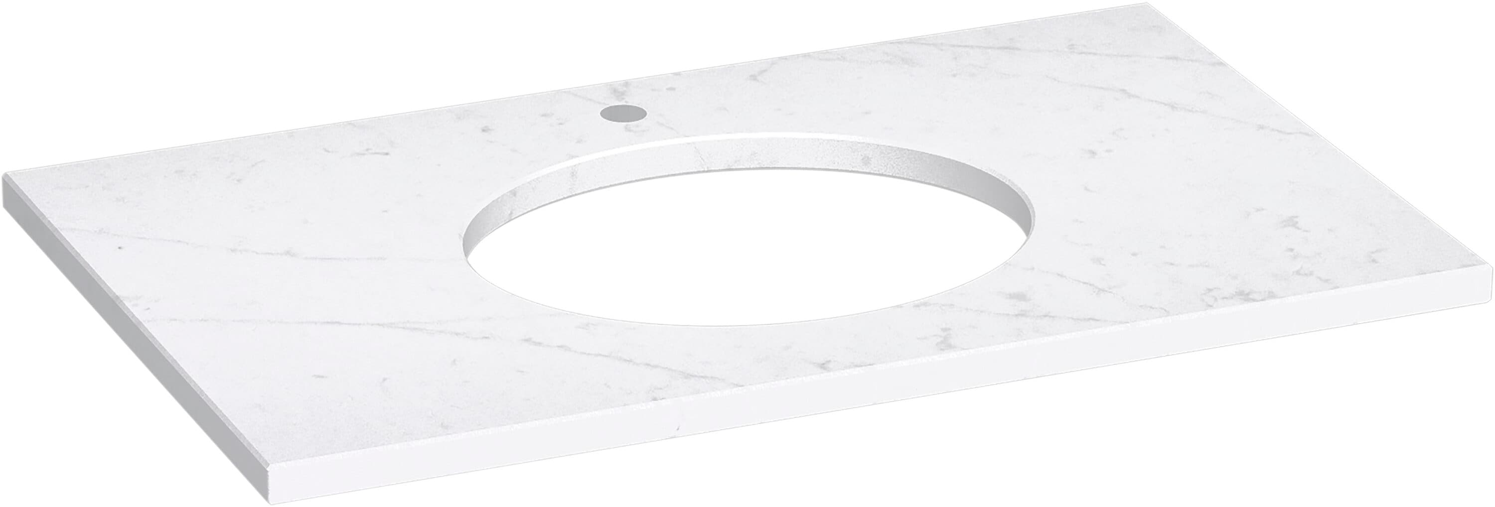 TOPE DE VANIDAD DE BAÑO CON LAVABO SIMPLE DE CUARZO ETERNAL STATUARIO DE 37 PULGADAS X 22.44 PULGADAS Y MONTAJE INFERIOR DE 1 AGUJERO KOHLER Silestone