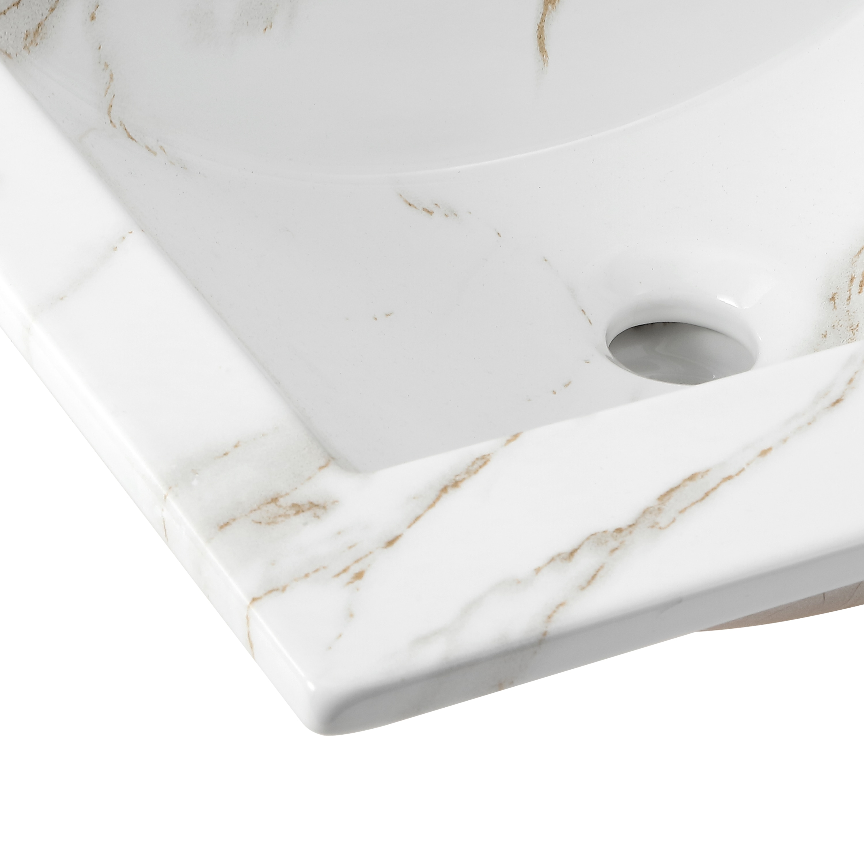 Encimera de mármol blanco de 20 pulgadas x 18.25 pulgadas, estilo clásico contemporáneo con lavabo de cerámica empotrada de un solo agujero - Modelo SNK1000C