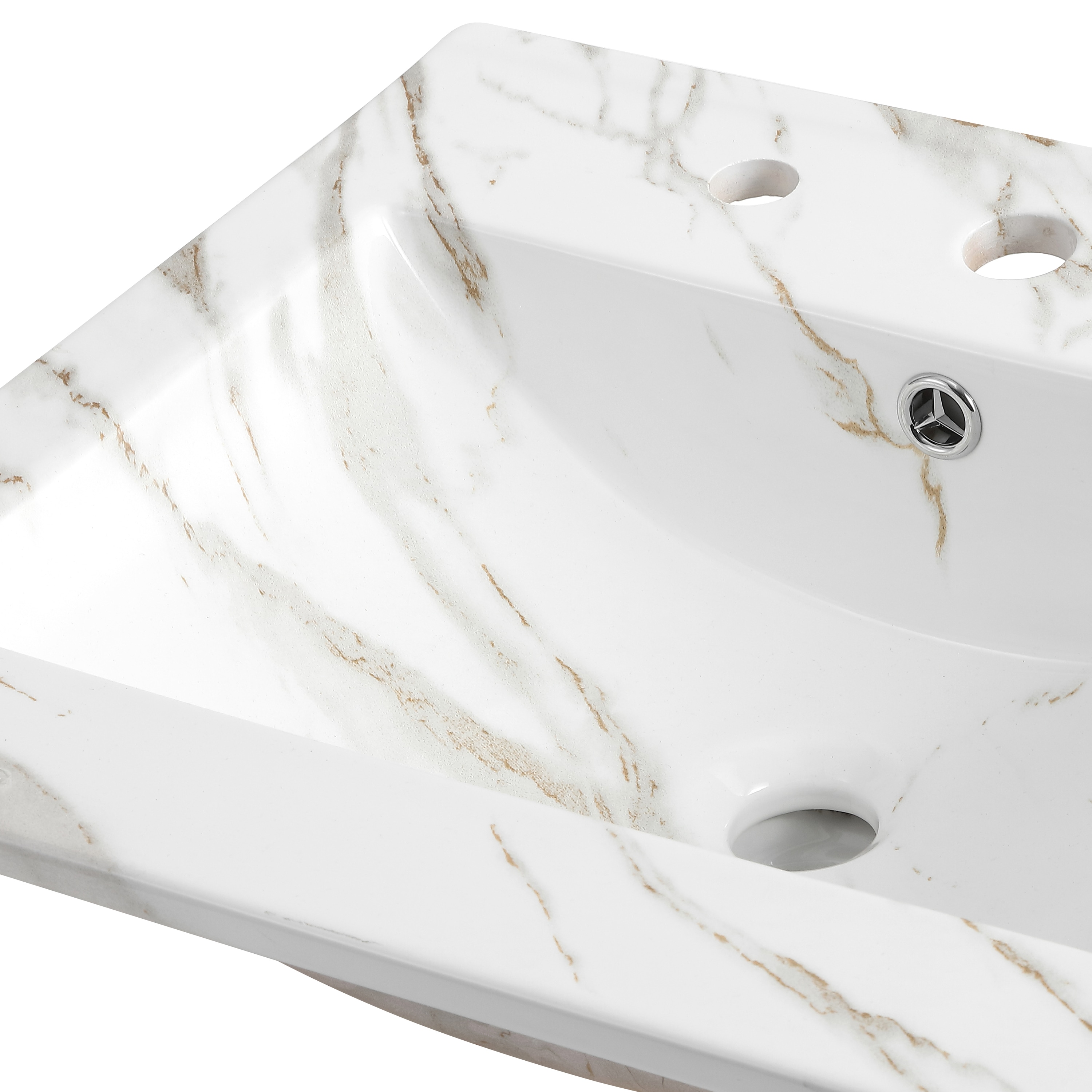 Encimera de mármol blanco de 20 pulgadas x 18.25 pulgadas, estilo clásico contemporáneo con lavabo de cerámica empotrada de un solo agujero - Modelo SNK1000C