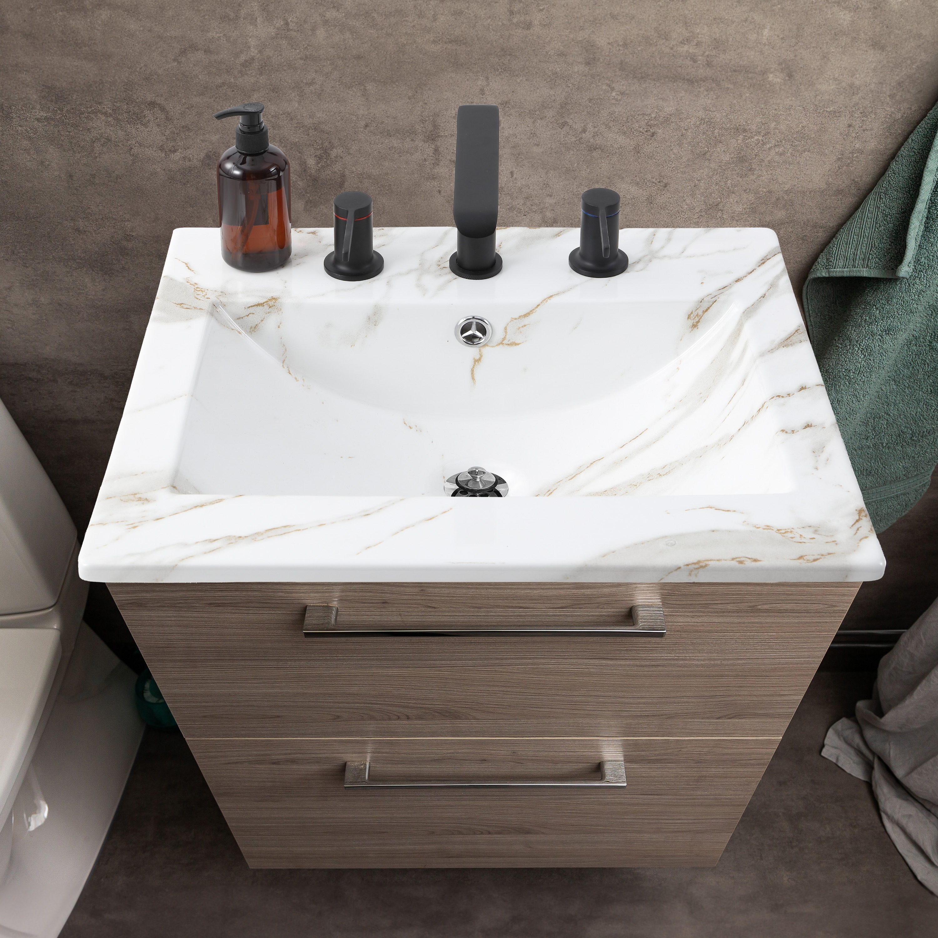 Encimera de mármol blanco de 20 pulgadas x 18.25 pulgadas, estilo clásico contemporáneo con lavabo de cerámica empotrada de un solo agujero - Modelo SNK1000C
