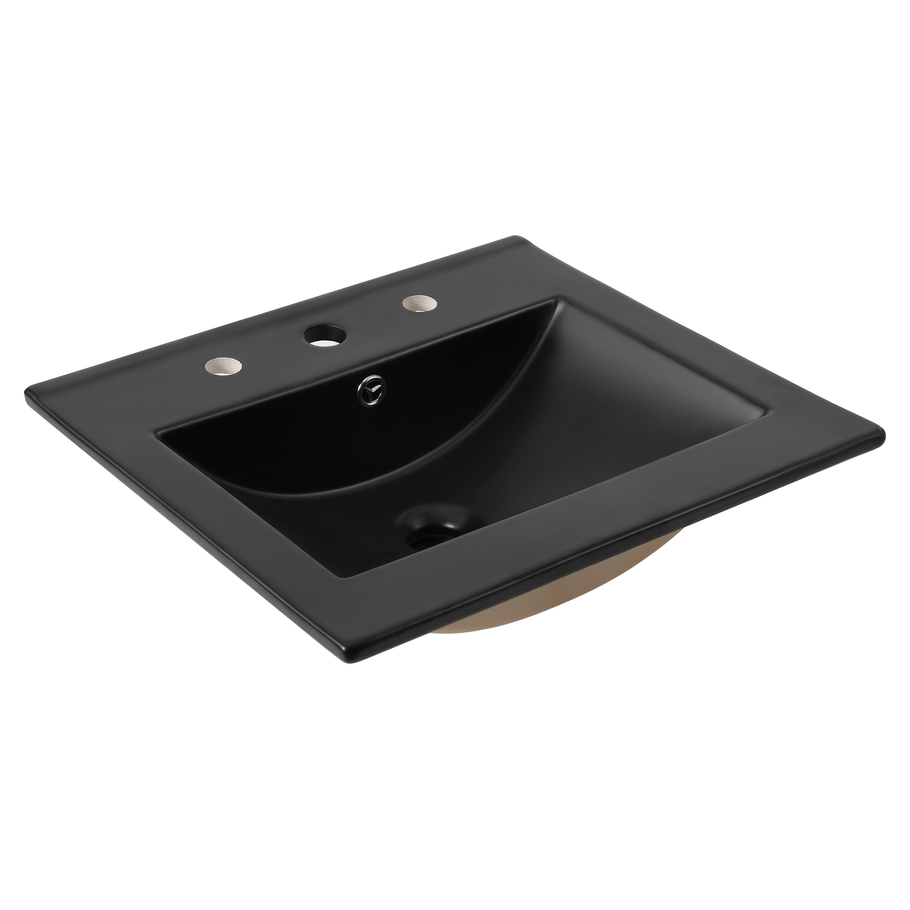 Tapa de lavabo para baño de cerámica negra de 20 pulgadas x 18.25 pulgadas con 3 orificios de Jonathan y diseño clásico contemporáneo