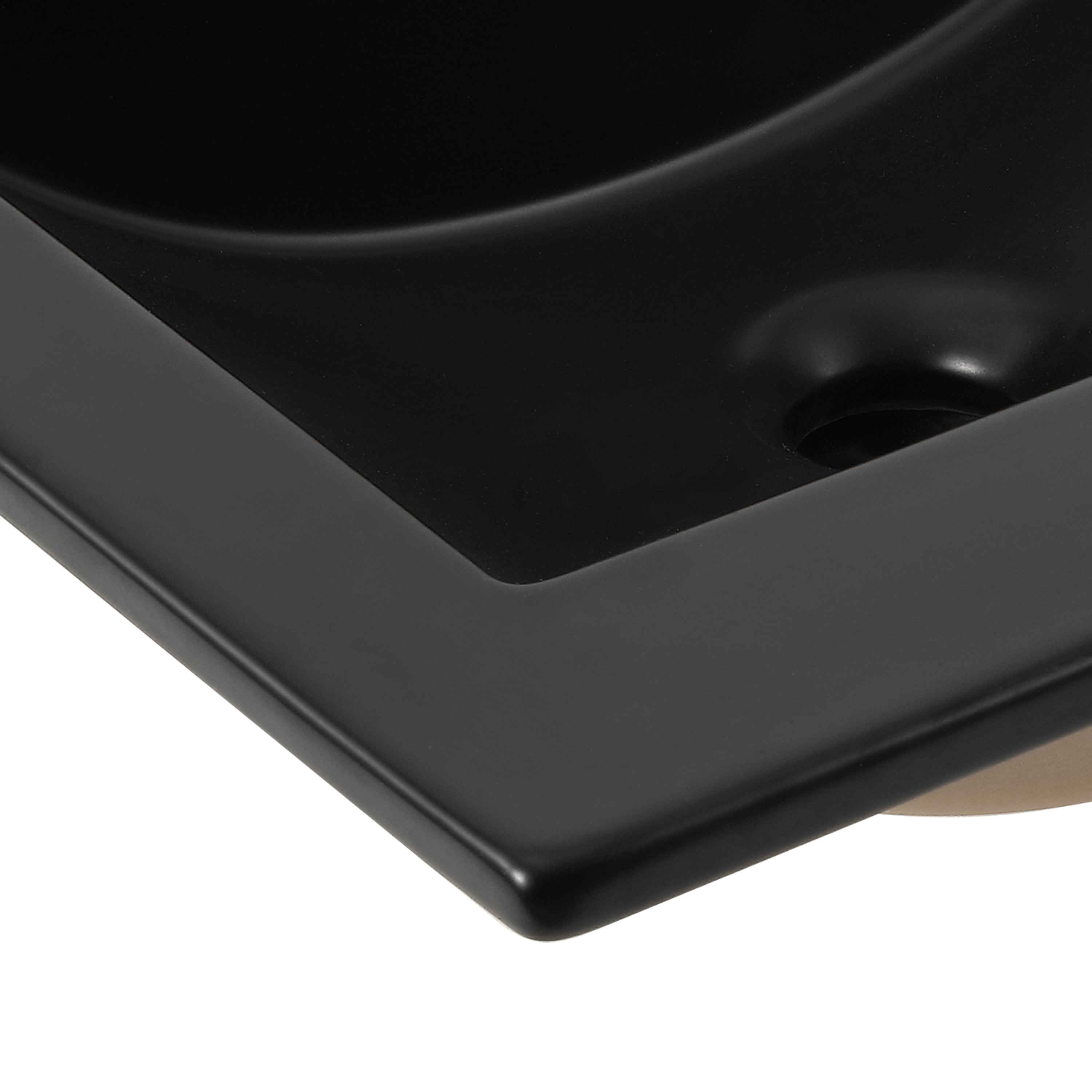 Tapa de lavabo para baño de cerámica negra de 20 pulgadas x 18.25 pulgadas con 3 orificios de Jonathan y diseño clásico contemporáneo
