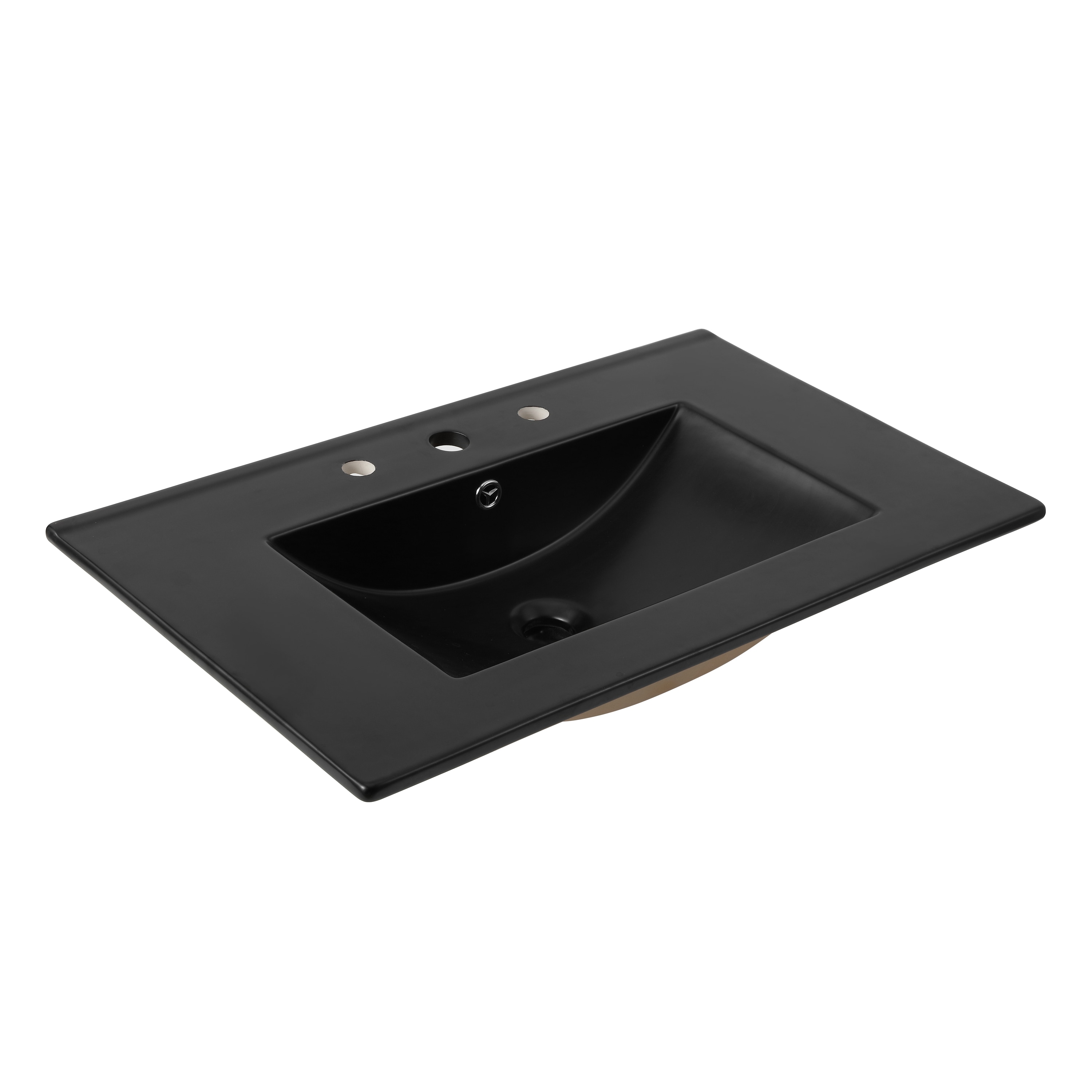 Jonathan Y Cubierta de baño clásica y contemporánea de cerámica negra de 30 pulgadas x 18.25 pulgadas con lavabo individual empotrado de 3 orificios SNK1002B