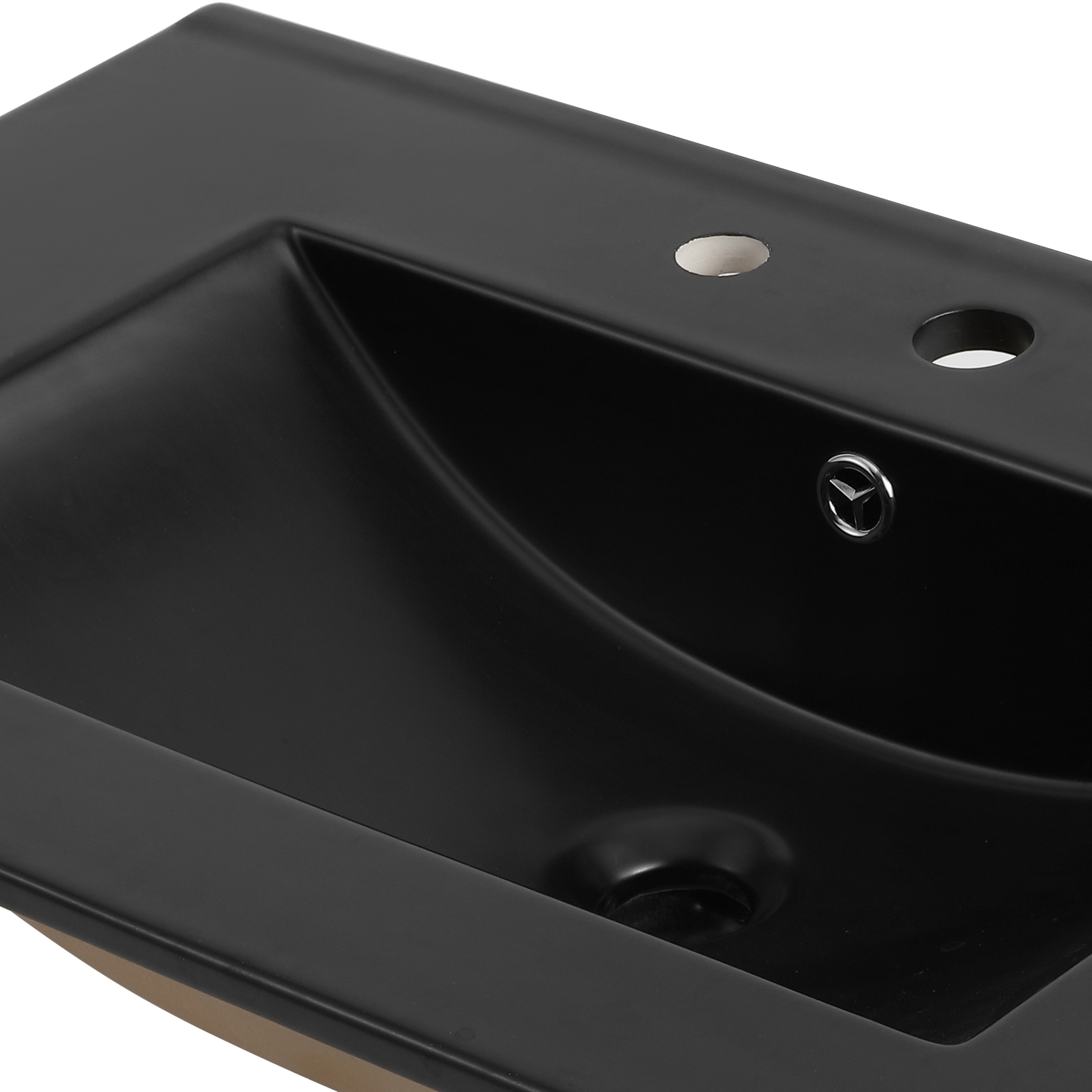 Jonathan Y Cubierta de baño clásica y contemporánea de cerámica negra de 30 pulgadas x 18.25 pulgadas con lavabo individual empotrado de 3 orificios SNK1002B