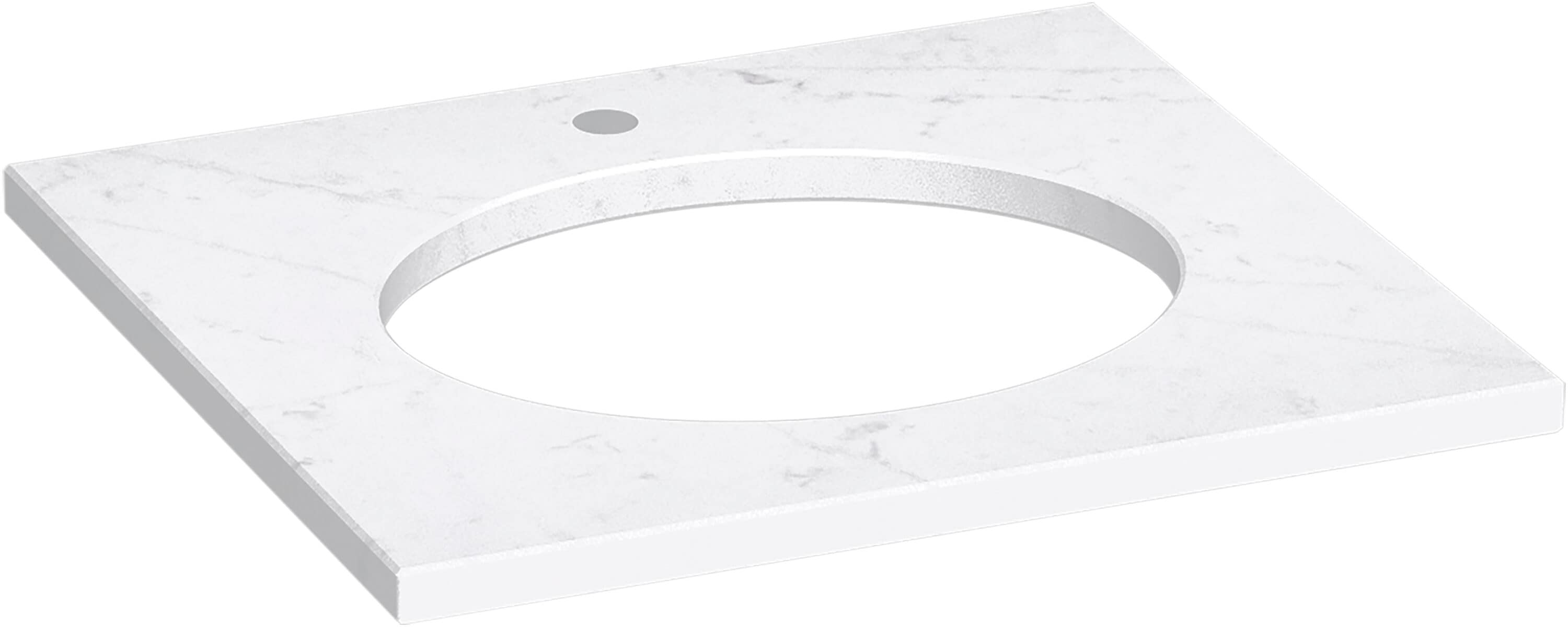 Tapa de tocador de baño de cuarzo Eternal Statuario de 24 pulgadas x 22.44 pulgadas de KOHLER Silestone con fregadero único empotrado y 1 orificio 28247-EST