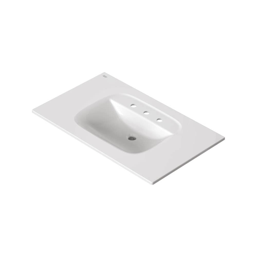 Tapa de tocador para baño de un solo lavabo de 22 pulgadas x 5 pulgadas en cerámica vitrificada blanca de American Standard aspiraciones con 3 orificios 1806008.020.