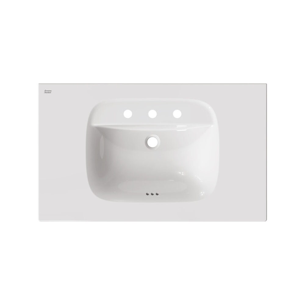 Tapa de tocador para baño de un solo lavabo de 22 pulgadas x 5 pulgadas en cerámica vitrificada blanca de American Standard aspiraciones con 3 orificios 1806008.020.