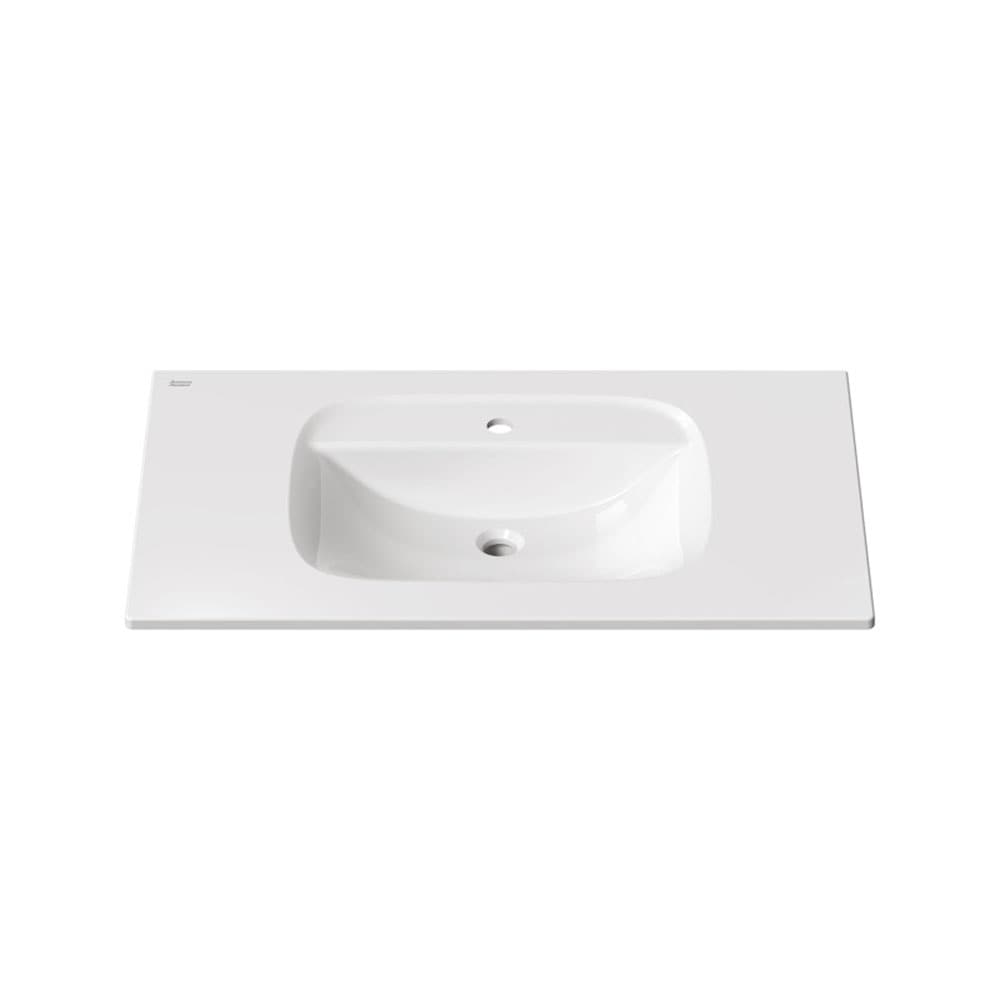 Tapa de tocador de baño de 22 pulgadas x 5 pulgadas de color blanco en cerámica vitrificada con lavabo individual de un solo orificio de American Standard Aspirations 1806001.020.