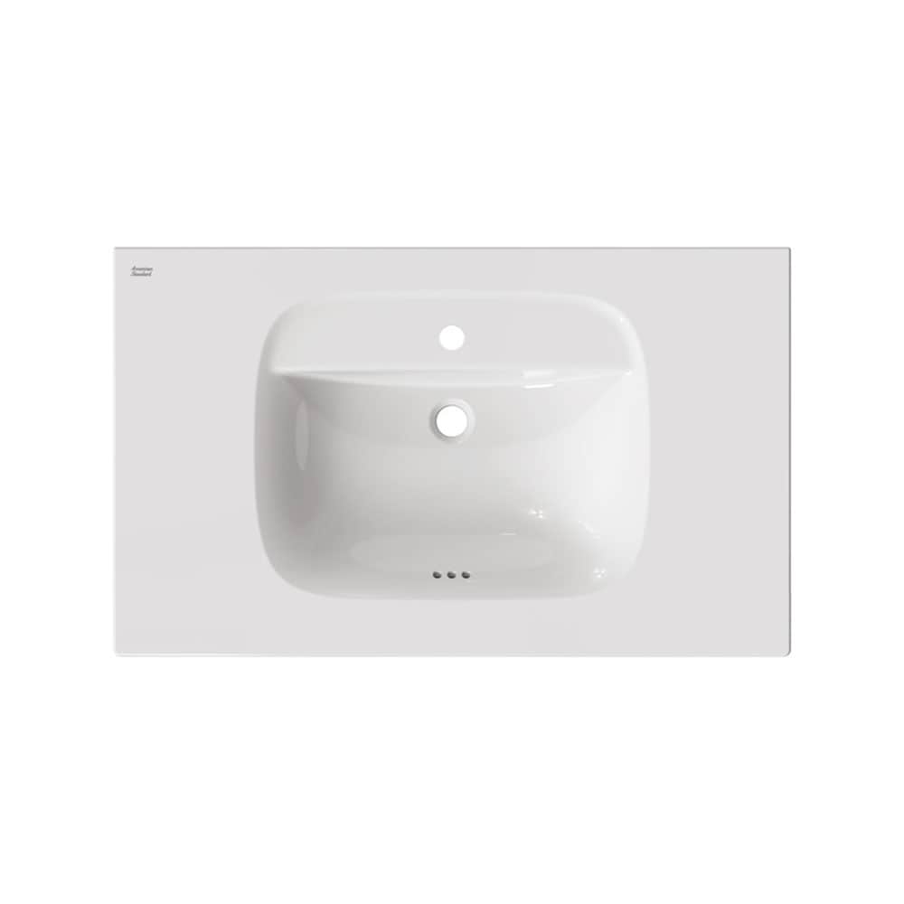 Tapa de tocador de baño de 22 pulgadas x 5 pulgadas de color blanco en cerámica vitrificada con lavabo individual de un solo orificio de American Standard Aspirations 1806001.020.