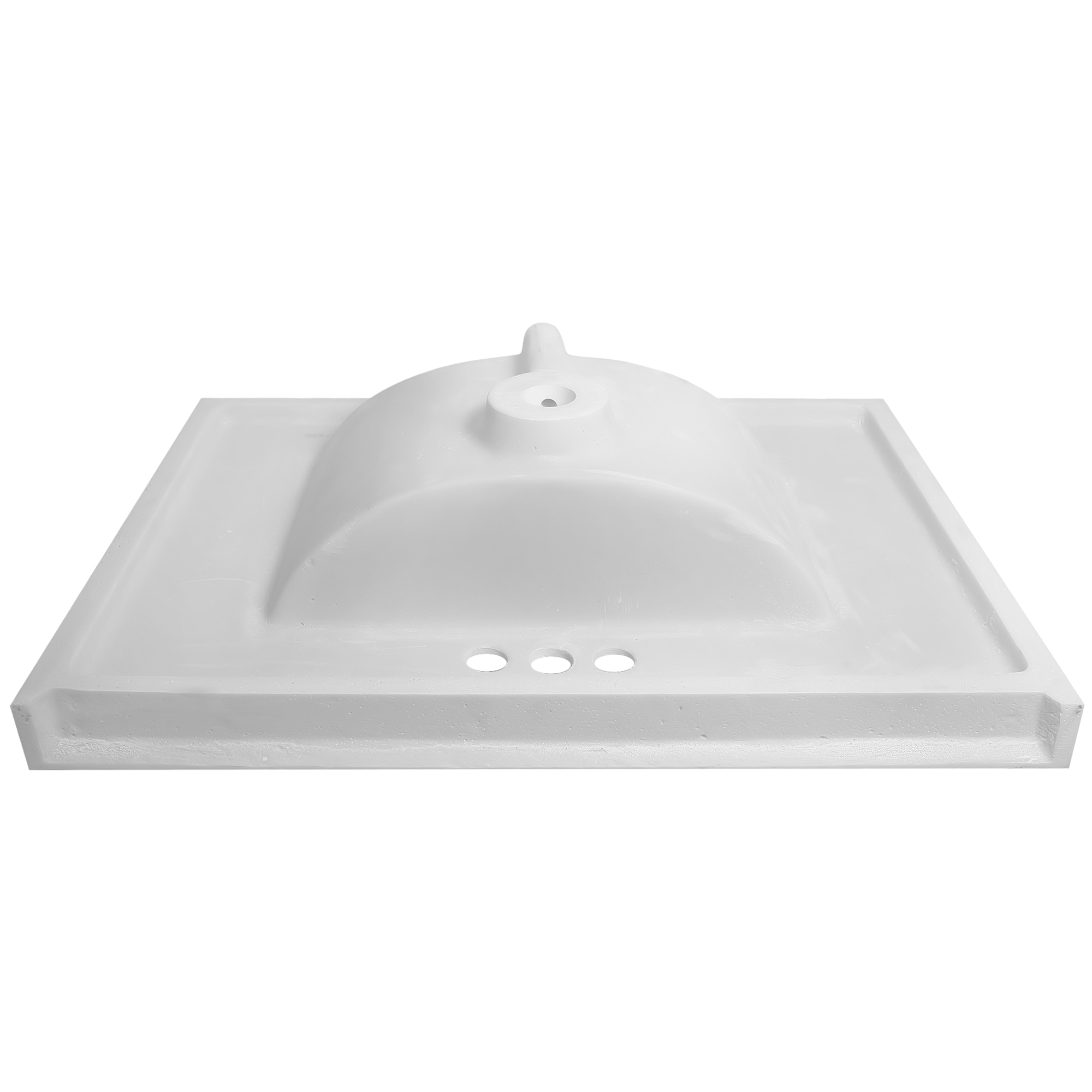 Cubierta de baño con tocador de mármol sólido blanco integrado de un solo lavabo de 31 pulgadas x 22 pulgadas, agujeros para grifería en Diseño Casa Camilla II 630228