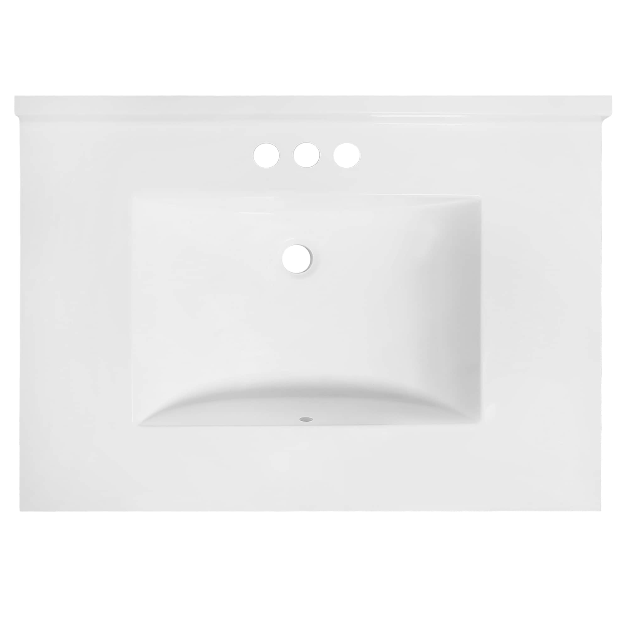 Cubierta de baño con tocador de mármol sólido blanco integrado de un solo lavabo de 31 pulgadas x 22 pulgadas, agujeros para grifería en Diseño Casa Camilla II 630228