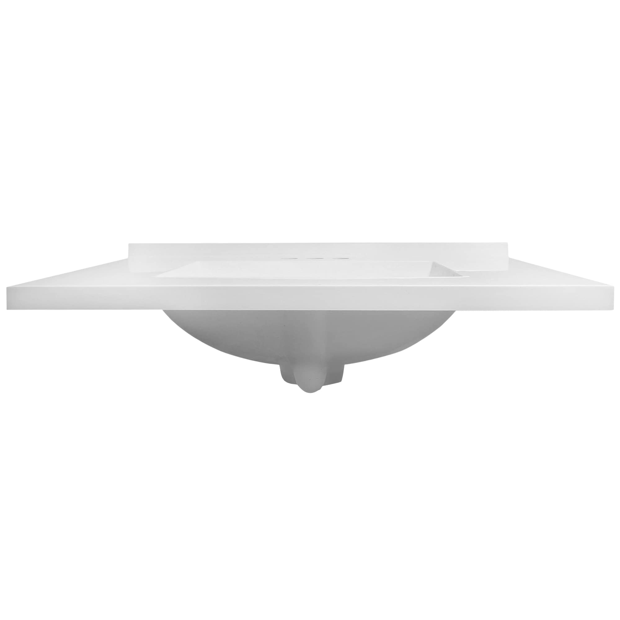 Cubierta de baño con tocador de mármol sólido blanco integrado de un solo lavabo de 31 pulgadas x 22 pulgadas, agujeros para grifería en Diseño Casa Camilla II 630228