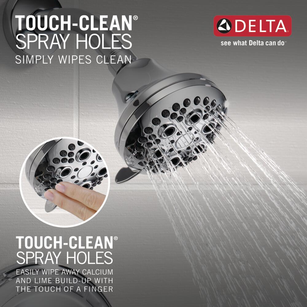 Grifo de Bañera y Ducha redondo de 2.625 pulgadas con 1 Manija y Funciones Múltiples en Cromo Clásico Delta incluye Válvula T13422