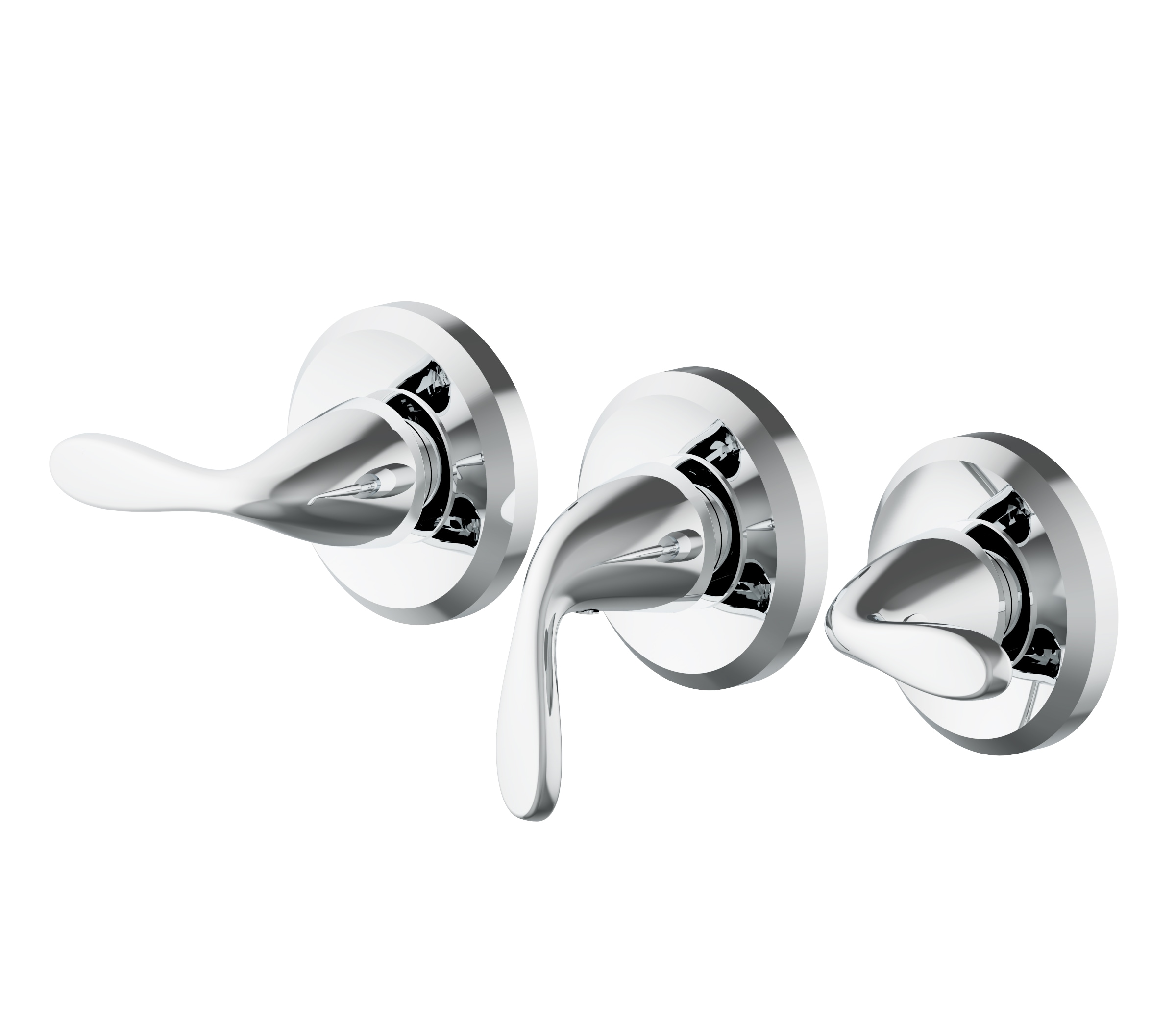Grifo para bañera y ducha redondo de 3.15 pulgadas, de cromo pulido de la marca Project Source Everfield con 3 manijas y función única.