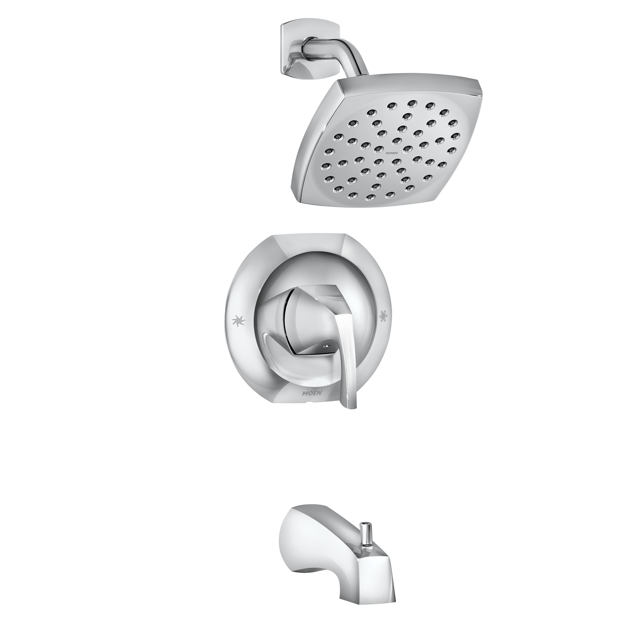 Grifo para bañera y ducha de una sola función con manija cromada de 6 pulgadas de la línea Moen Lindor