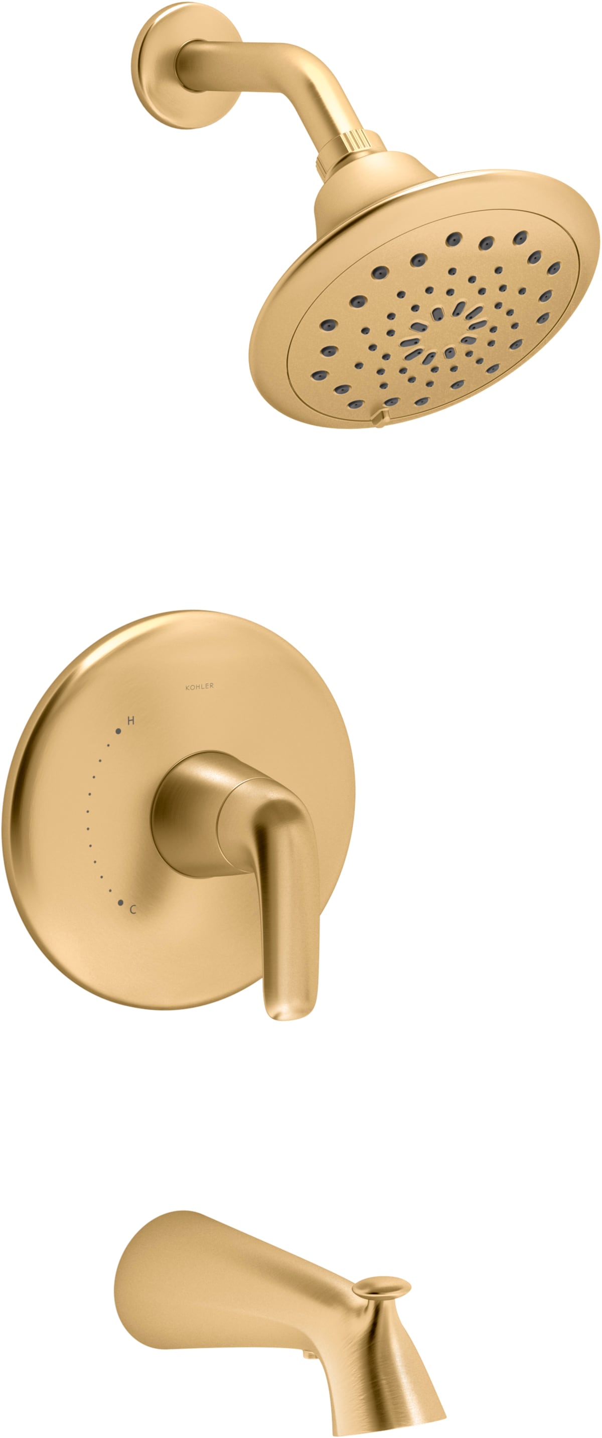 Llave para Bañera y Regadera de 1 Manija, Multifunción de 7.25 Pulgadas, Acabado en Latón Moderne Cepillado Vibrante KOHLER Avail con Válvula
