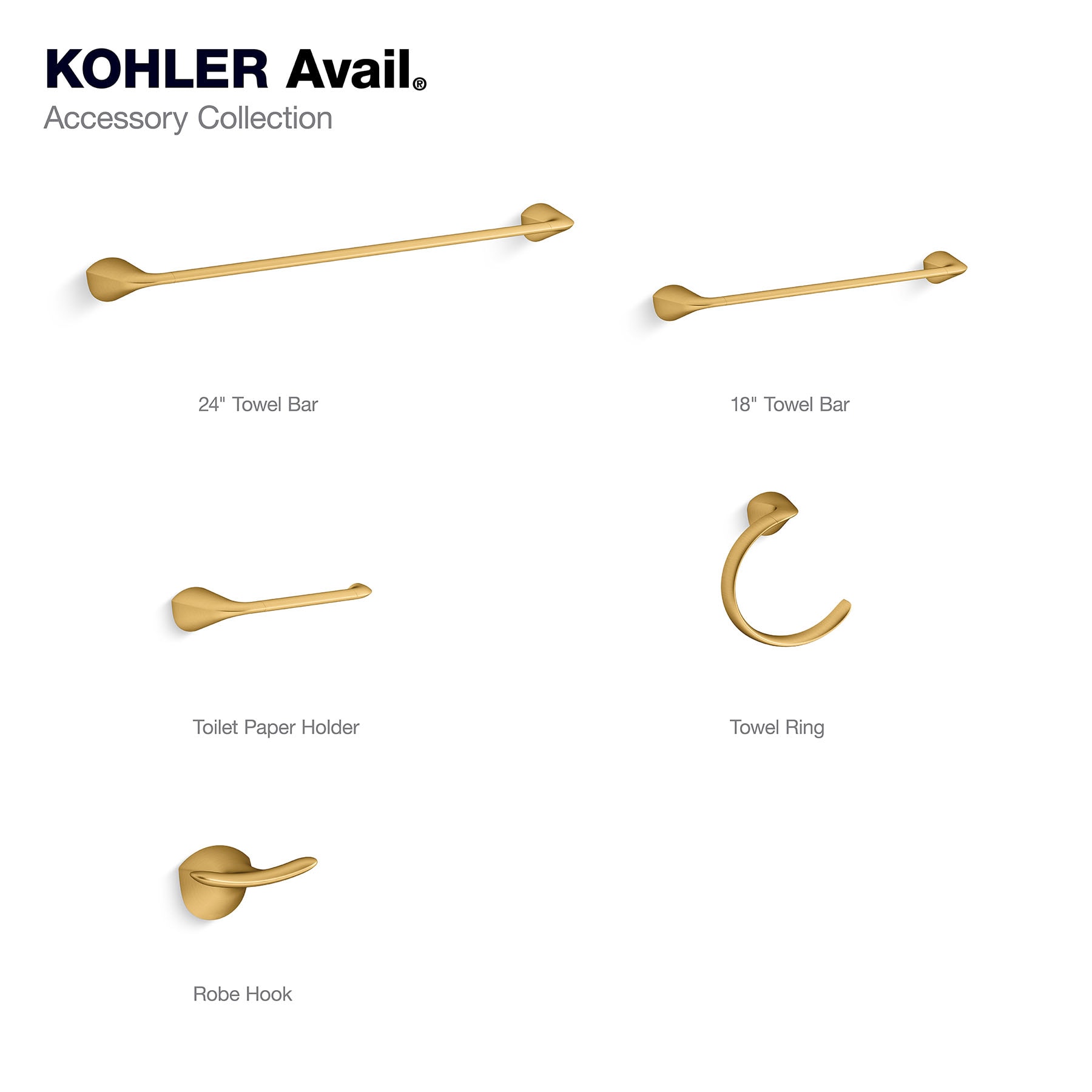 Llave para Bañera y Regadera de 1 Manija, Multifunción de 7.25 Pulgadas, Acabado en Latón Moderne Cepillado Vibrante KOHLER Avail con Válvula