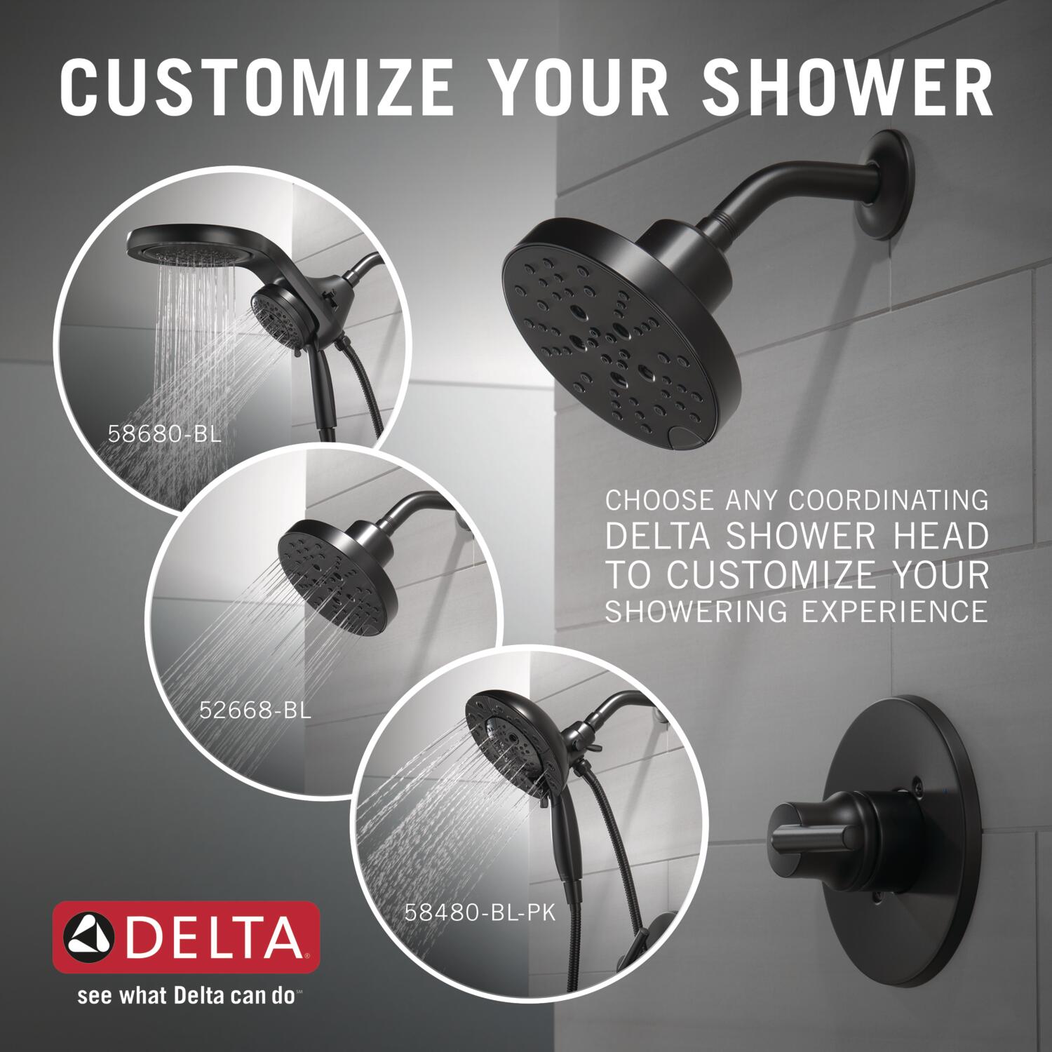 Grifo para bañera y ducha de una sola manija en negro mate Delta Trinsic, se vende por separado T14459-BLLHD.
