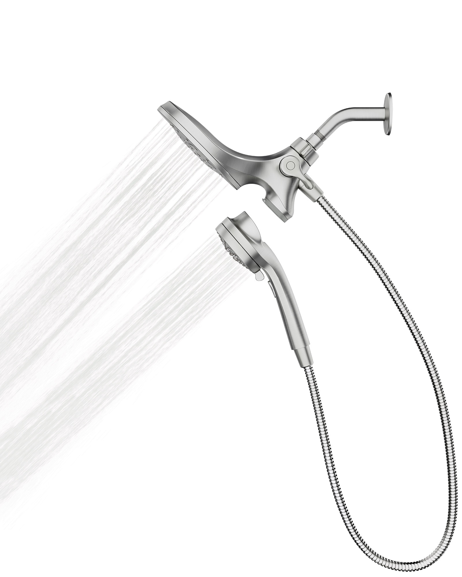 Grifo y regadera redonda para bañera Moen Graeden Magnetix resistente a manchas en níquel cepillado de 1 mango con múltiples cabezales de 6.75 pulgadas y válvula