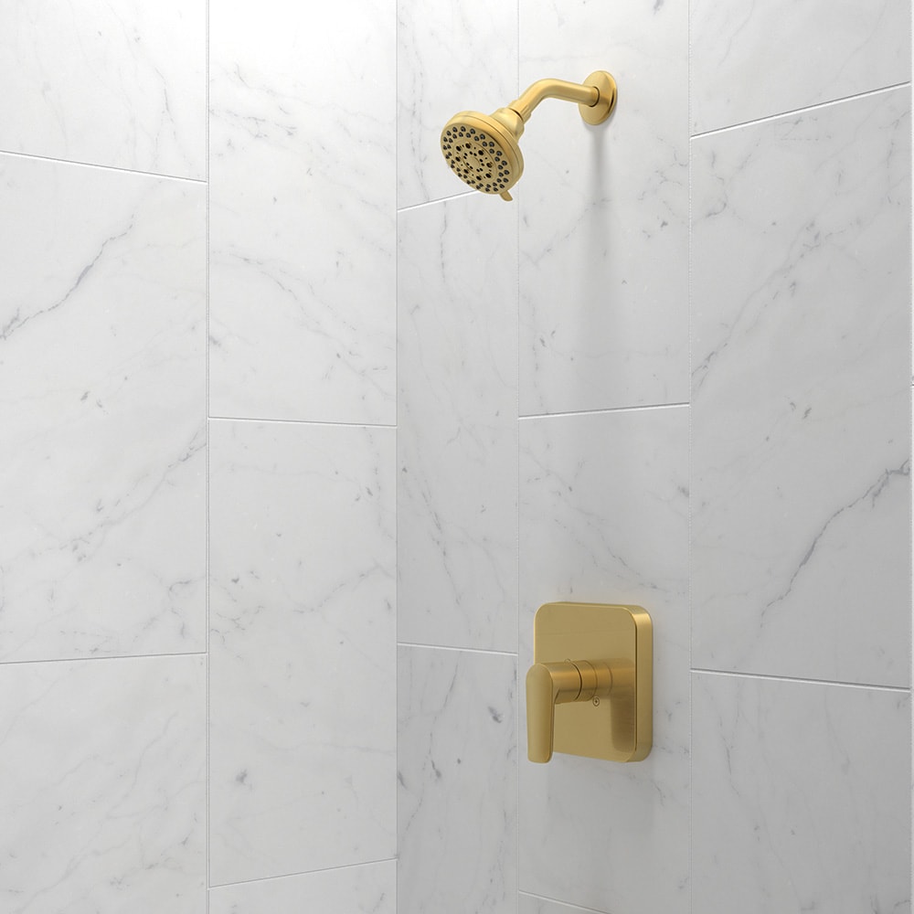Mezcladora para bañera redonda y regadera en acabado dorado cepillado de un mango y función múltiple de 3.752 pulgadas de marca allen + roth