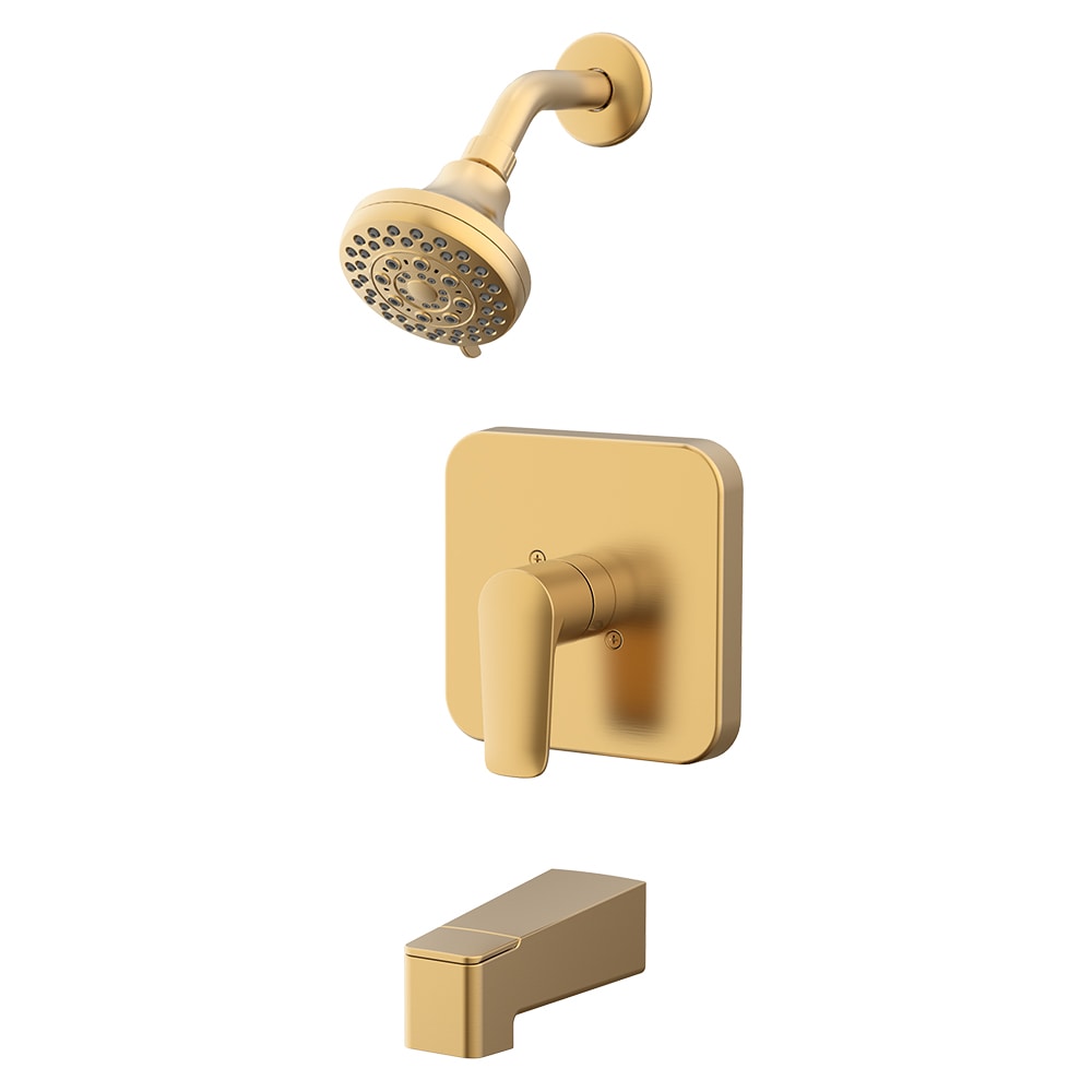 Mezcladora para bañera redonda y regadera en acabado dorado cepillado de un mango y función múltiple de 3.752 pulgadas de marca allen + roth